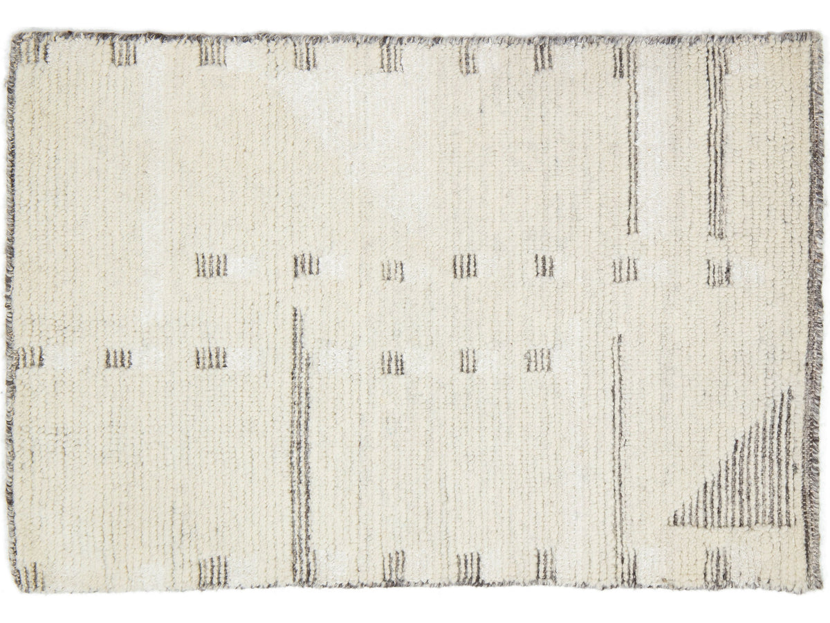 Modern Moroccan Wool and Silk Custom Rug
