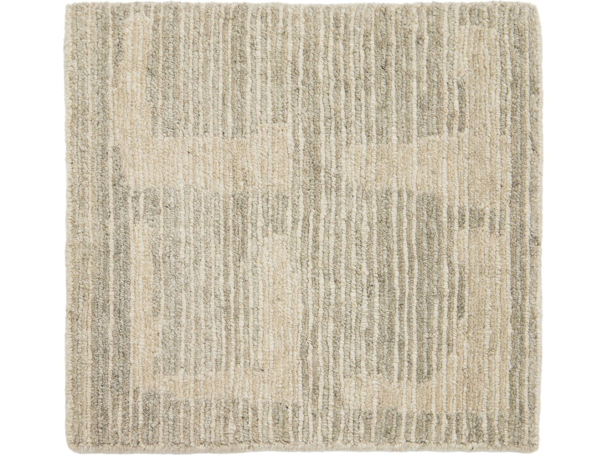 Modern Moroccan Wool and Linen Custom Rug