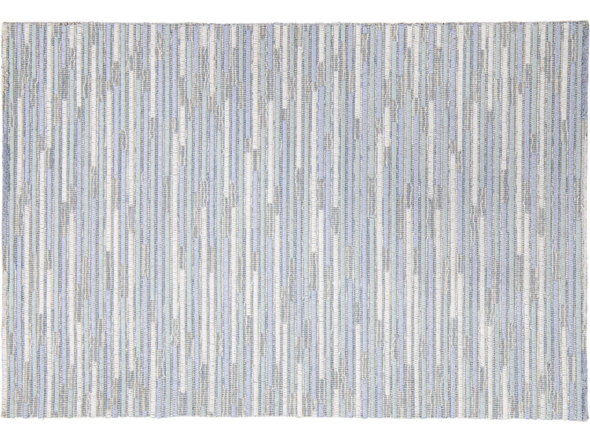 Modern Evita Broadloom Wool and Tencel Custom Rug