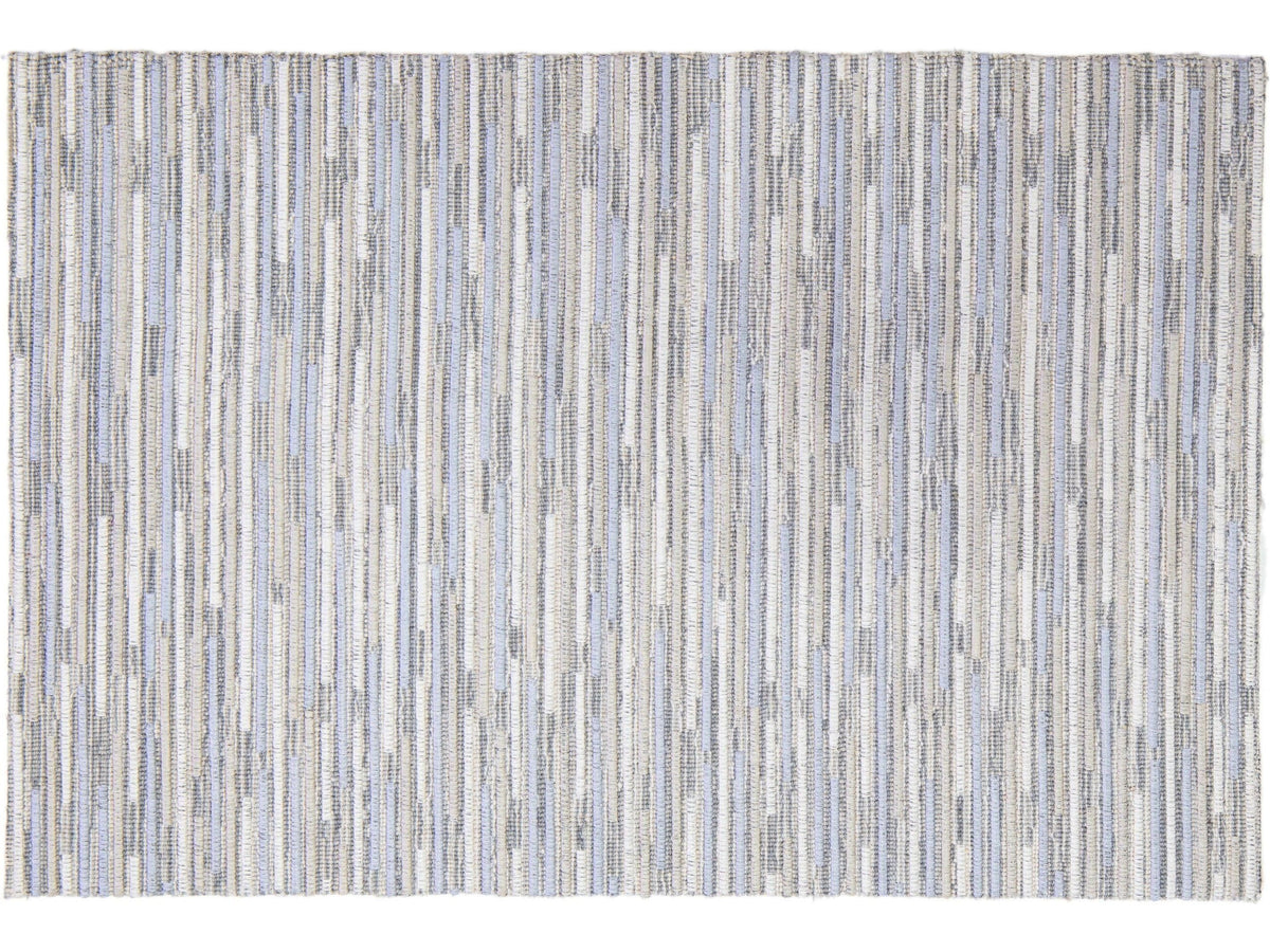 Modern Evita Broadloom Wool and Tencel Custom Rug