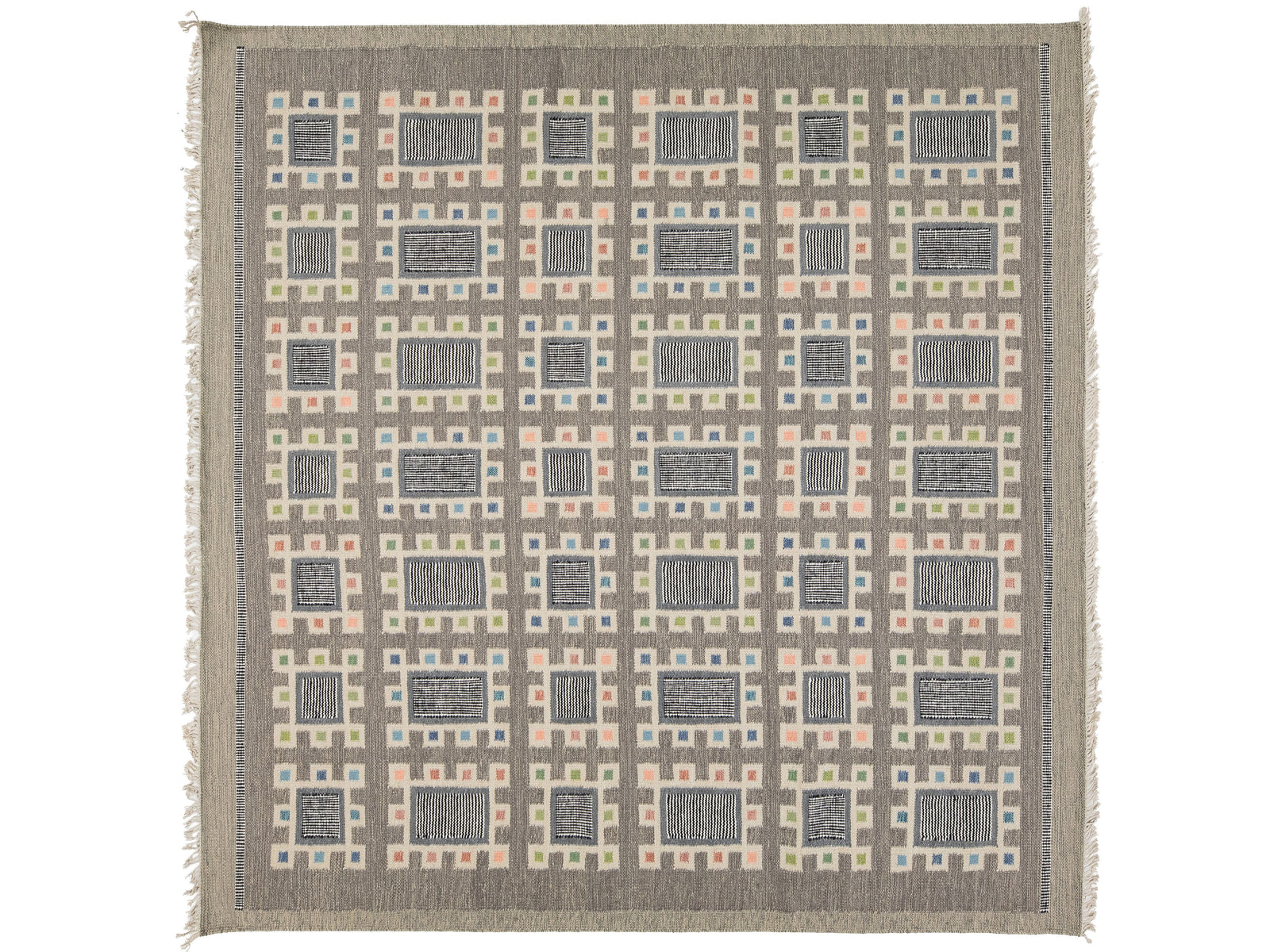 Modern Swedish Wool Square Rug 10 X 10