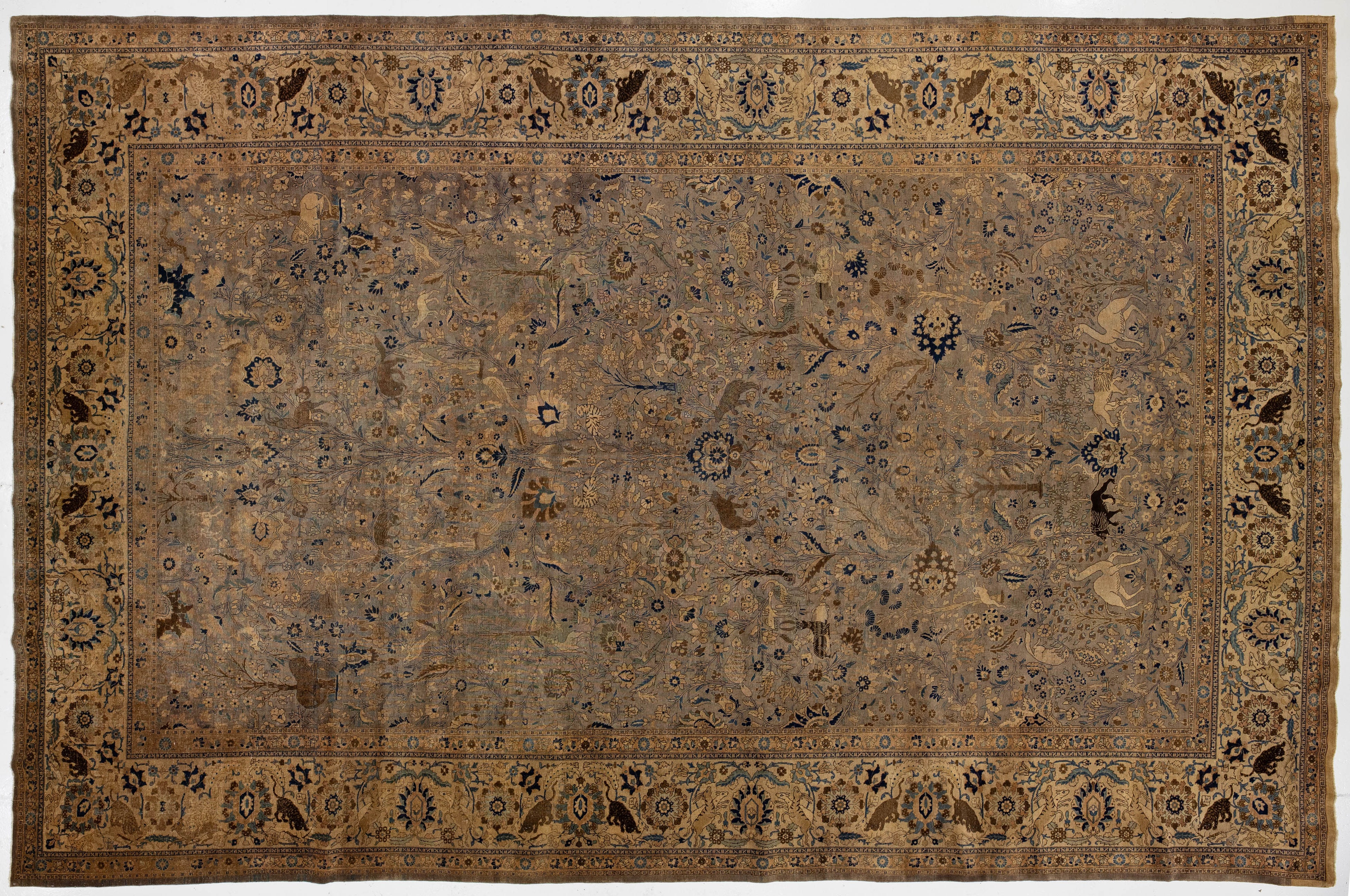 Antique Tabriz Wool Rug 13 X 20