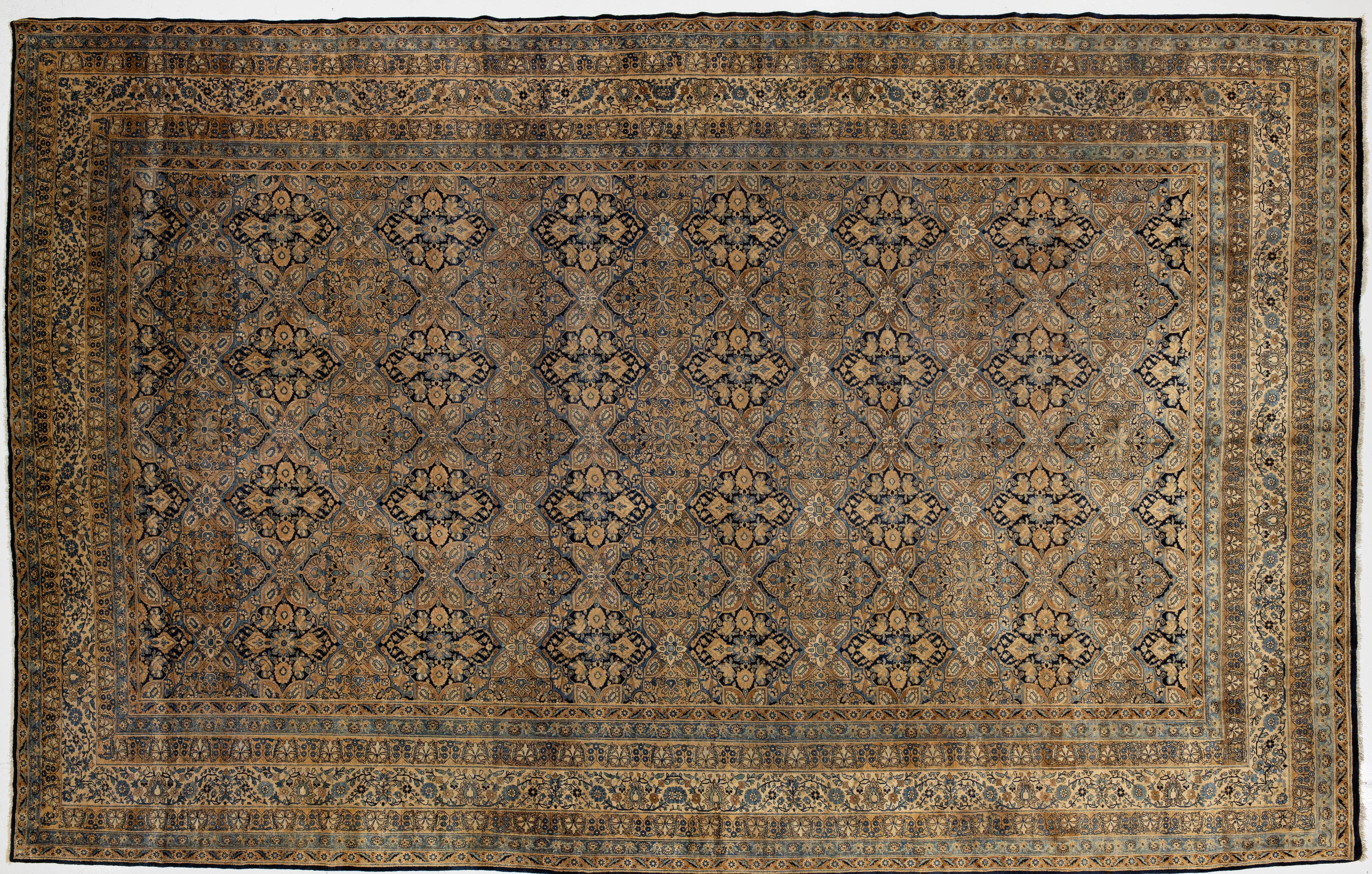 Antique Kerman Wool Rug 13 X 20