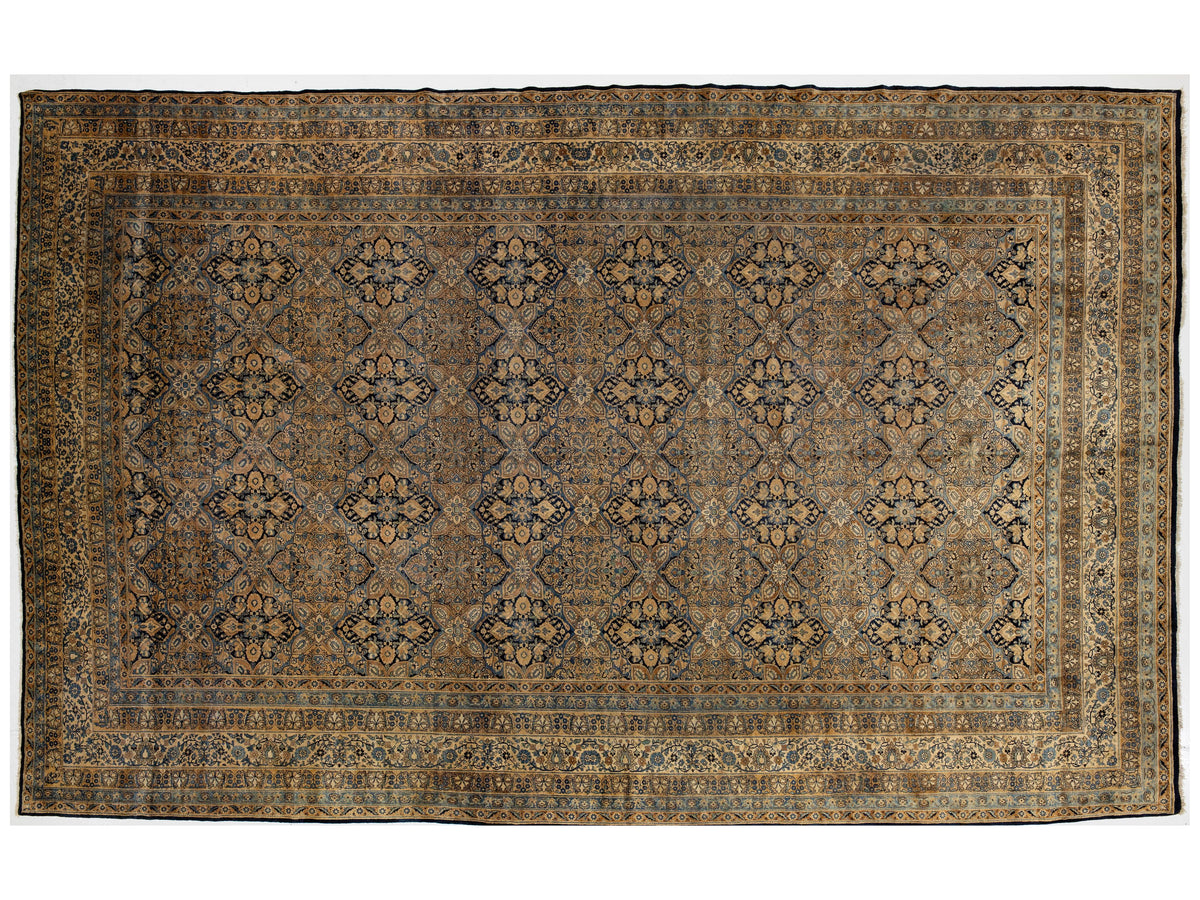 Antique Kerman Wool Rug 13 X 20