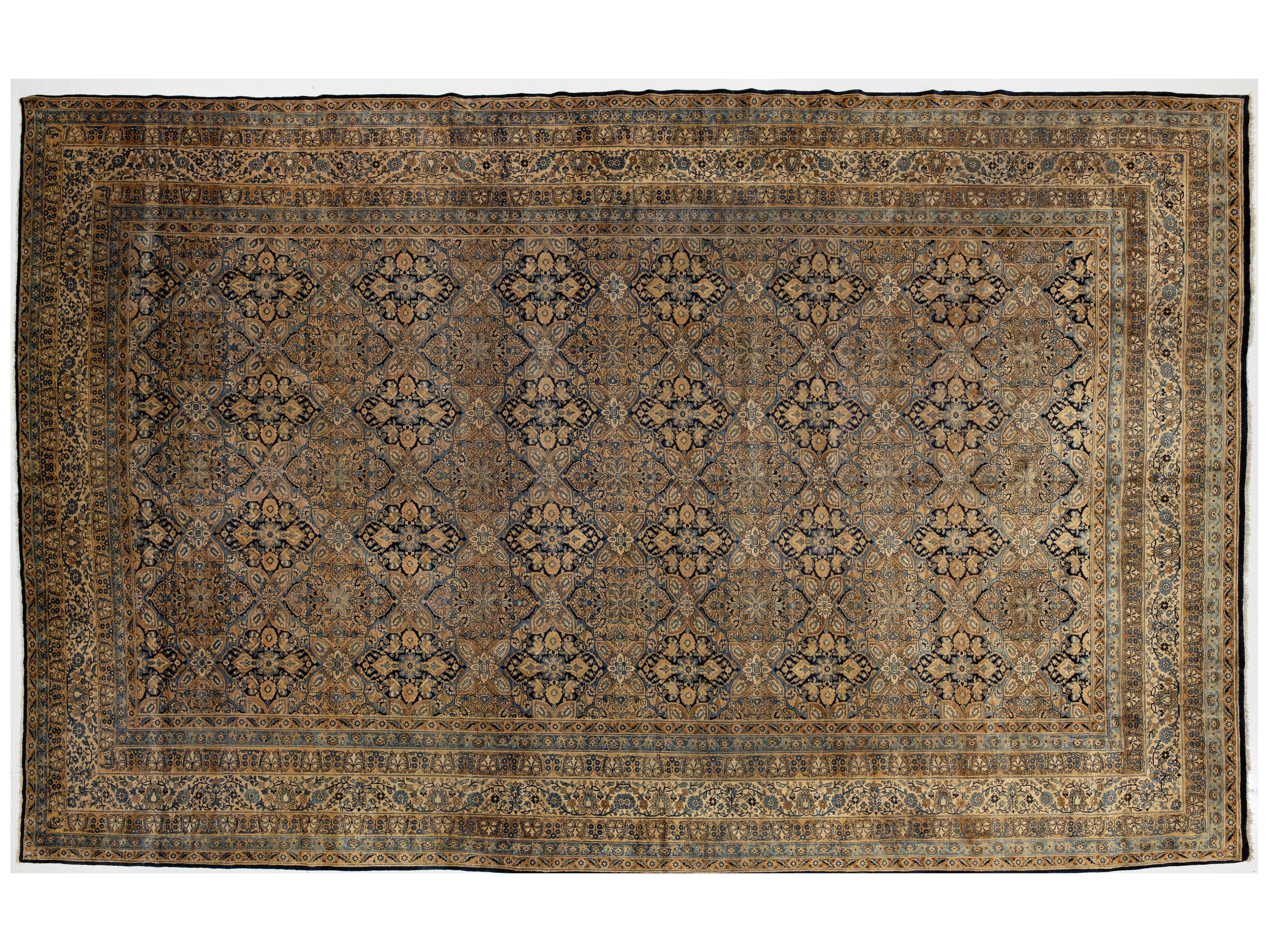 Antique Kerman Wool Rug 13 X 20