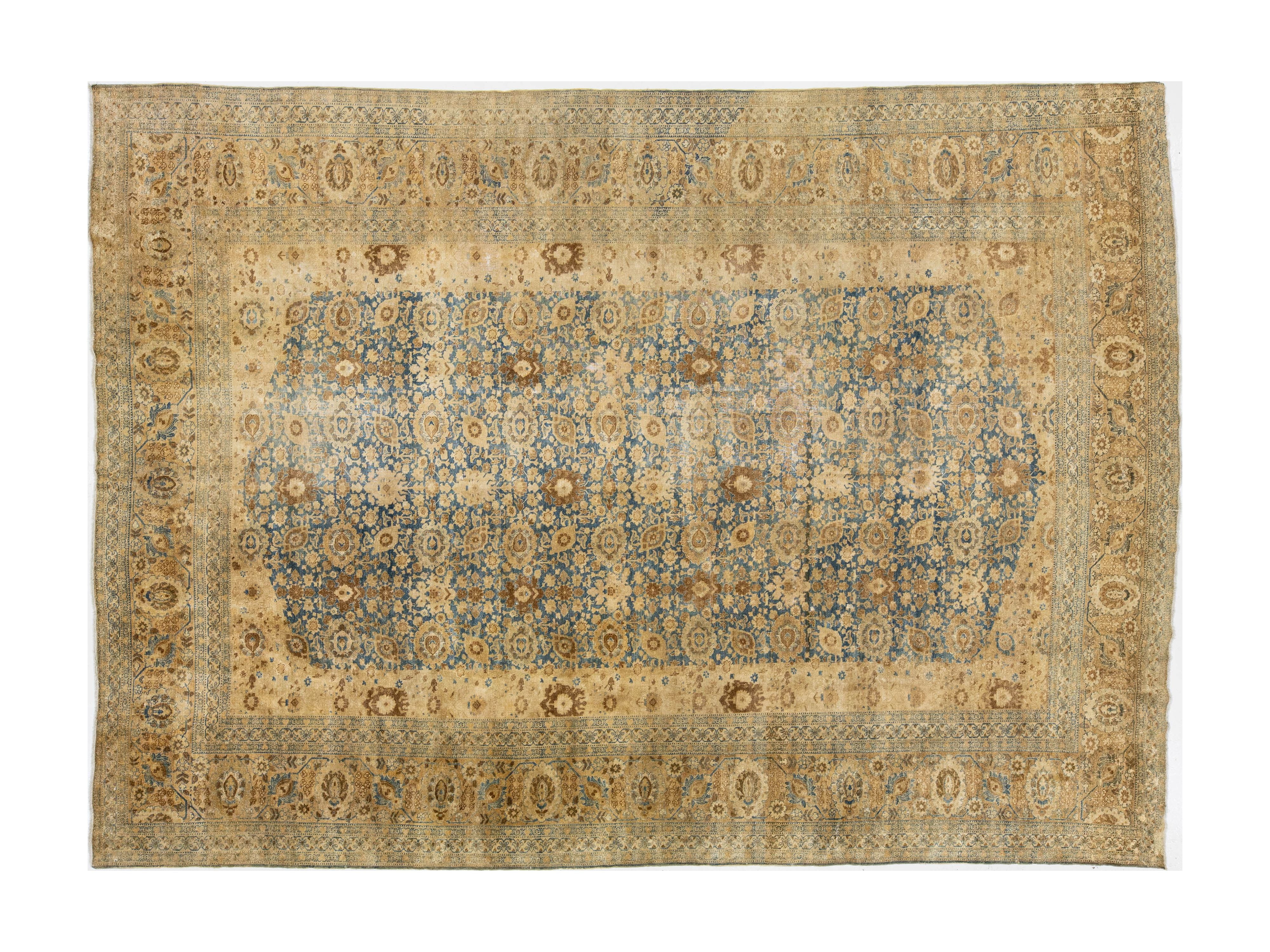Antique Tabriz Wool Rug 11 X 15
