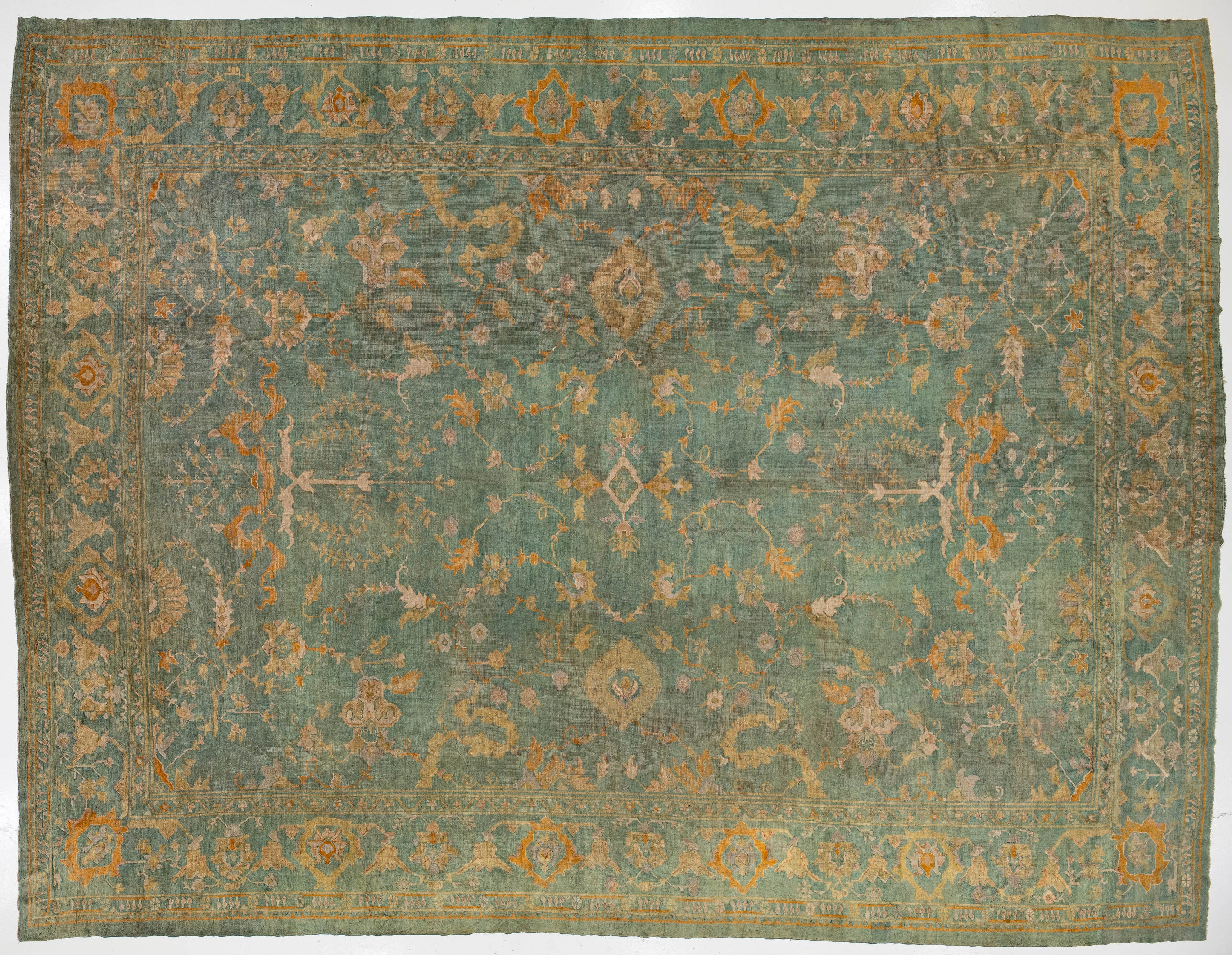 Antique Turkish Oushak Wool Rug 14 X 19