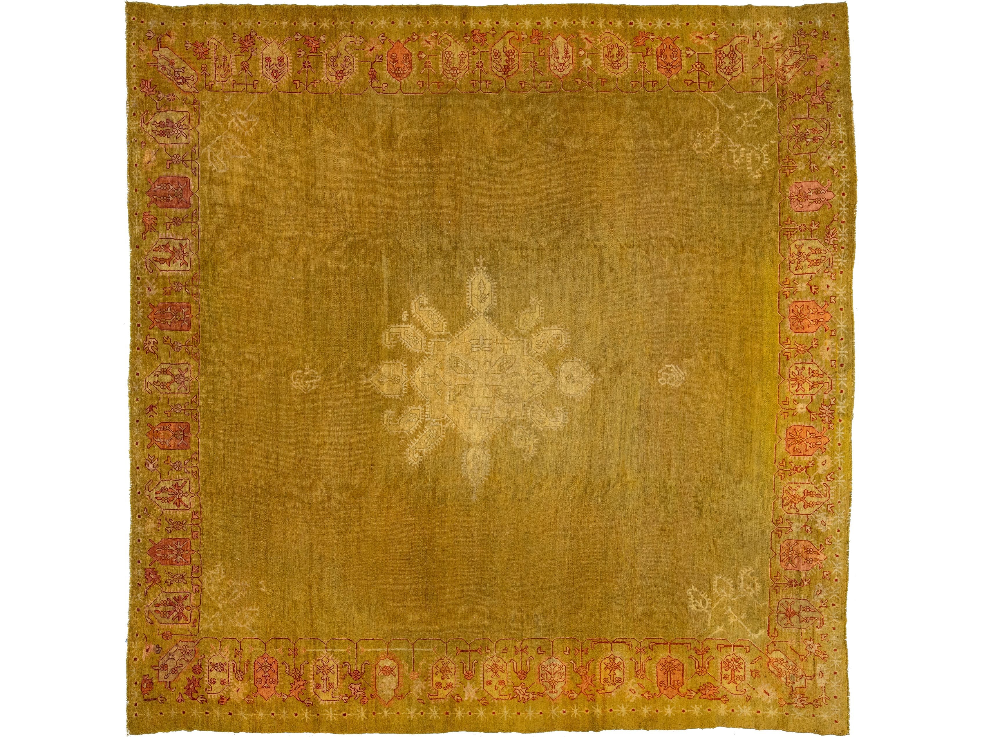 Antique Turkish Oushak Wool Rug 13 X 13