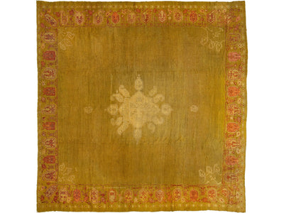 Antique Turkish Oushak Wool Rug 13 X 13