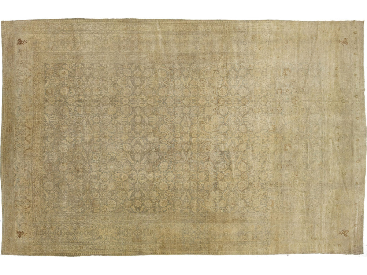 Antique Tabriz Persian Wool Rug  12 X 18