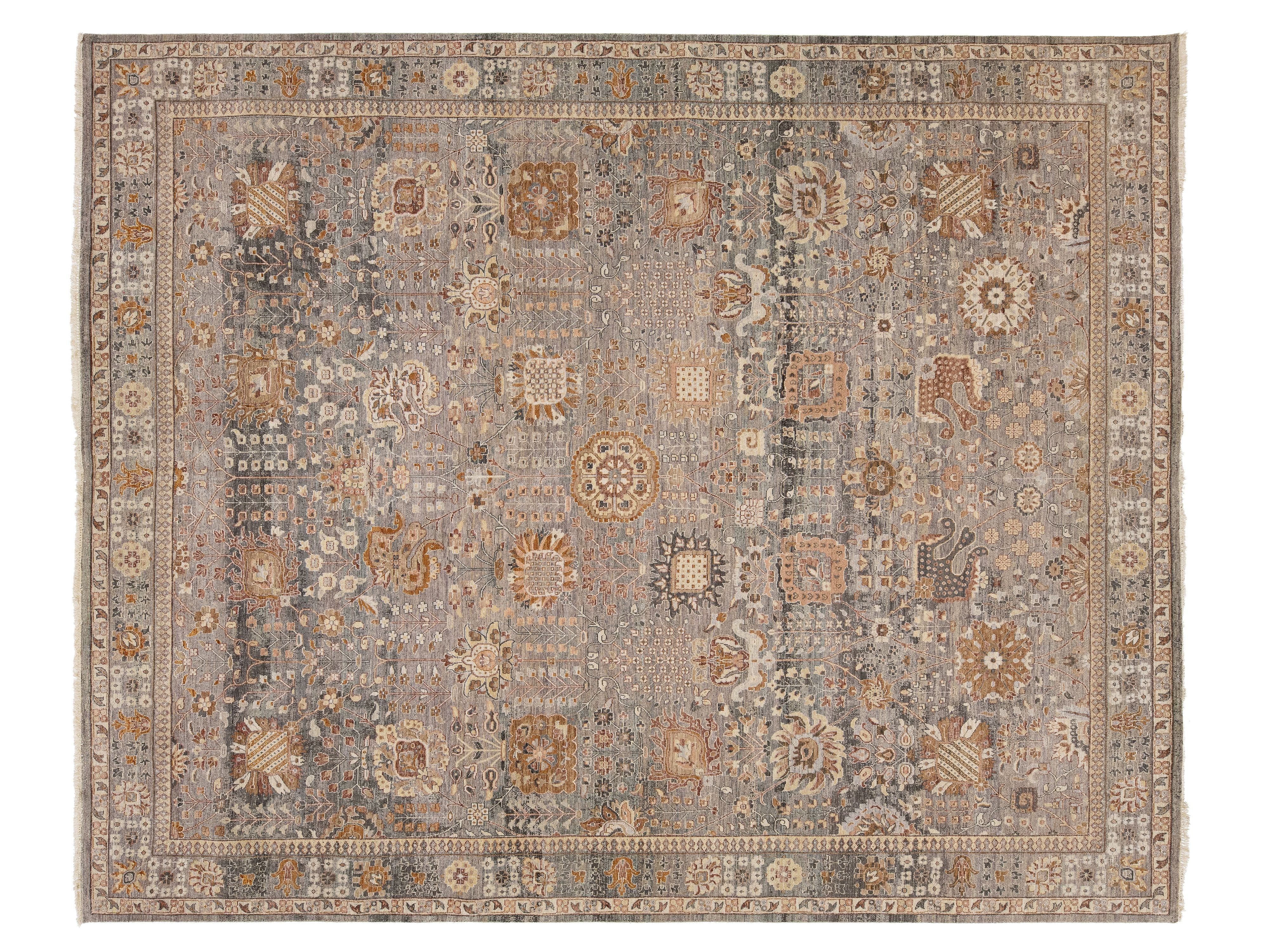 Modern Tabriz Wool Rug 12 X 15