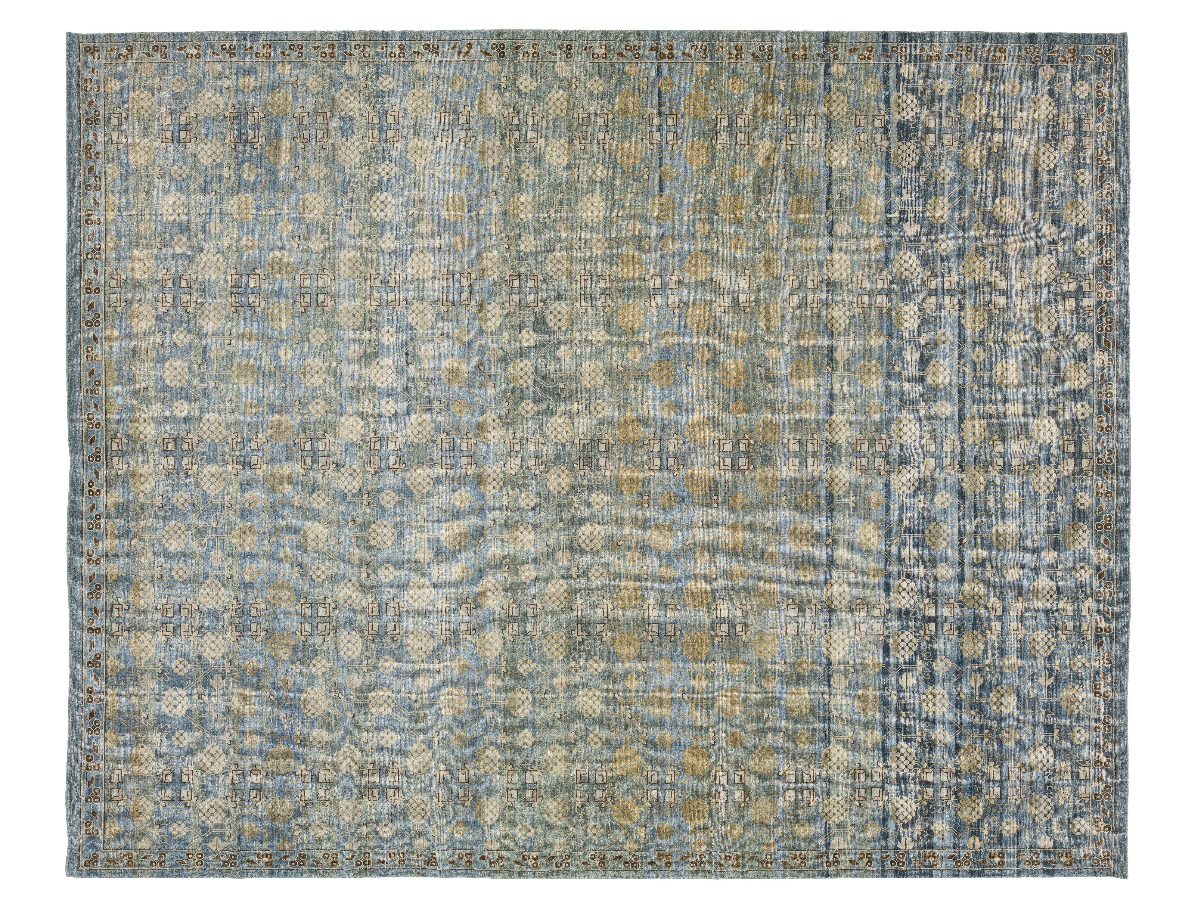 Modern Khotan Wool Rug 12 X 15