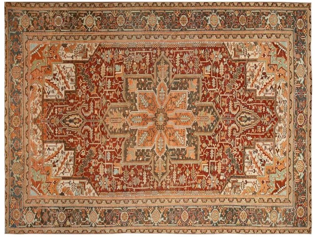 Antique Heriz Persian Wool Rug 9 X 12