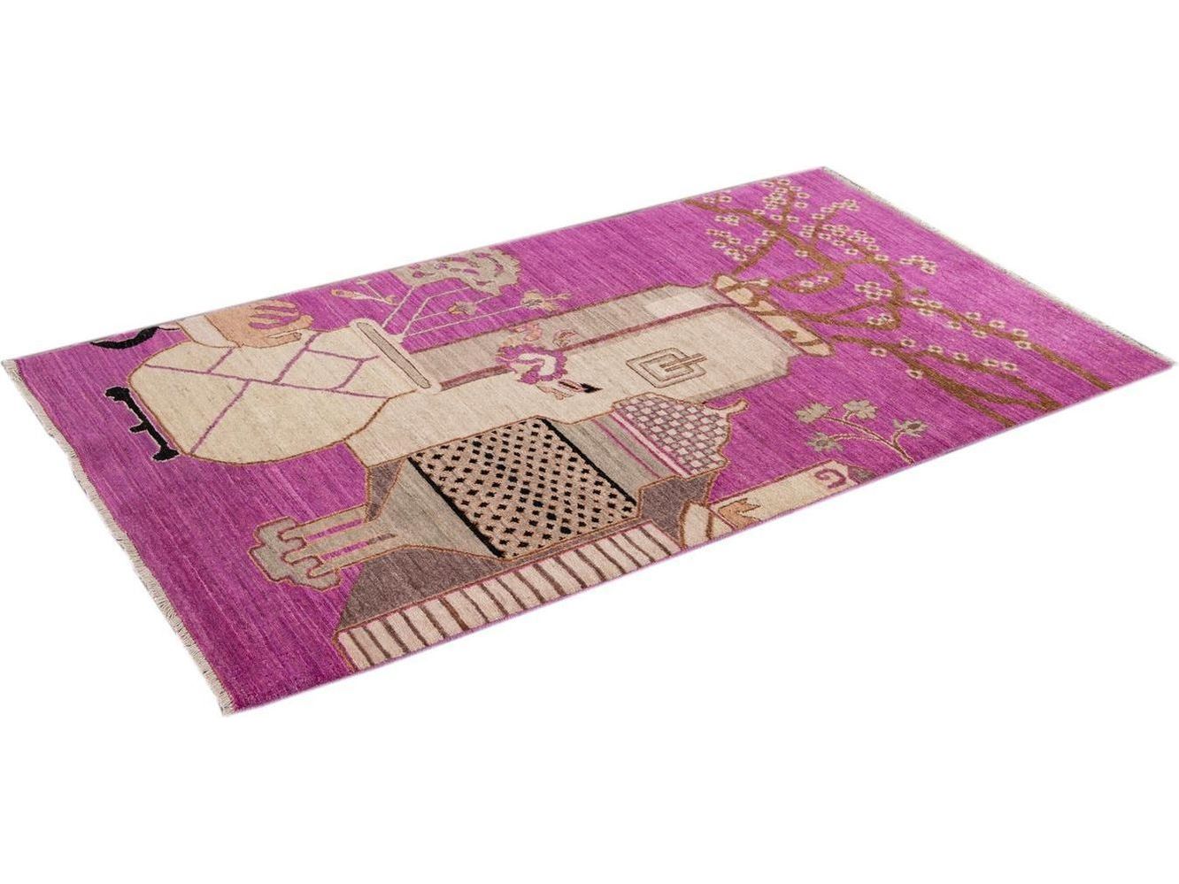 Modern Samarkand Khotan Wool Rug 3 X 6