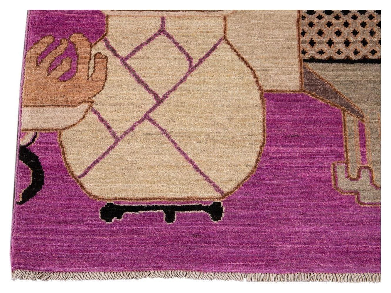 Modern Samarkand Khotan Wool Rug 3 X 6