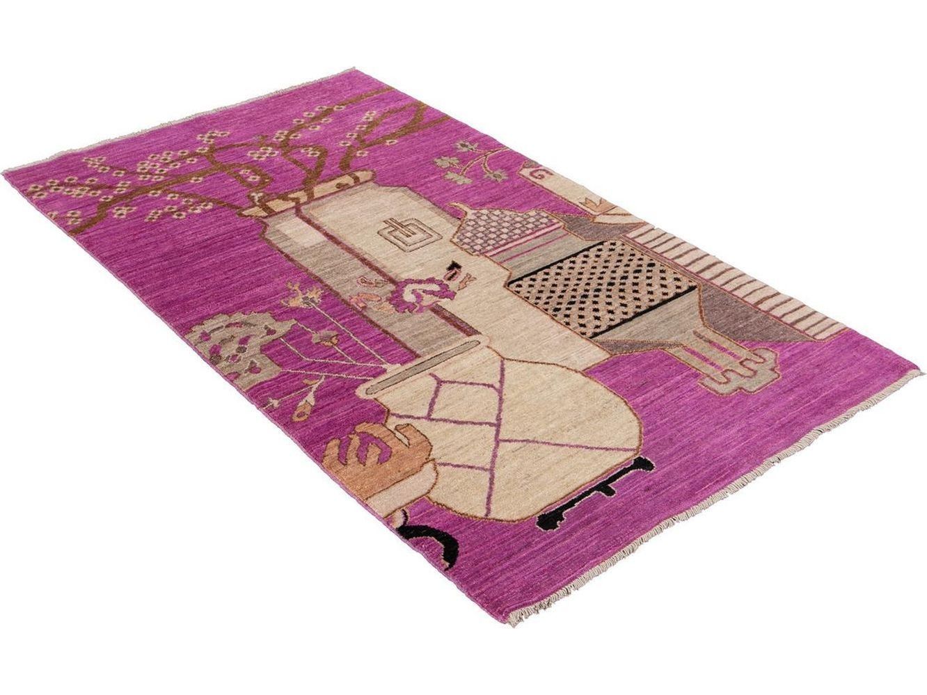 Modern Samarkand Khotan Wool Rug 3 X 6