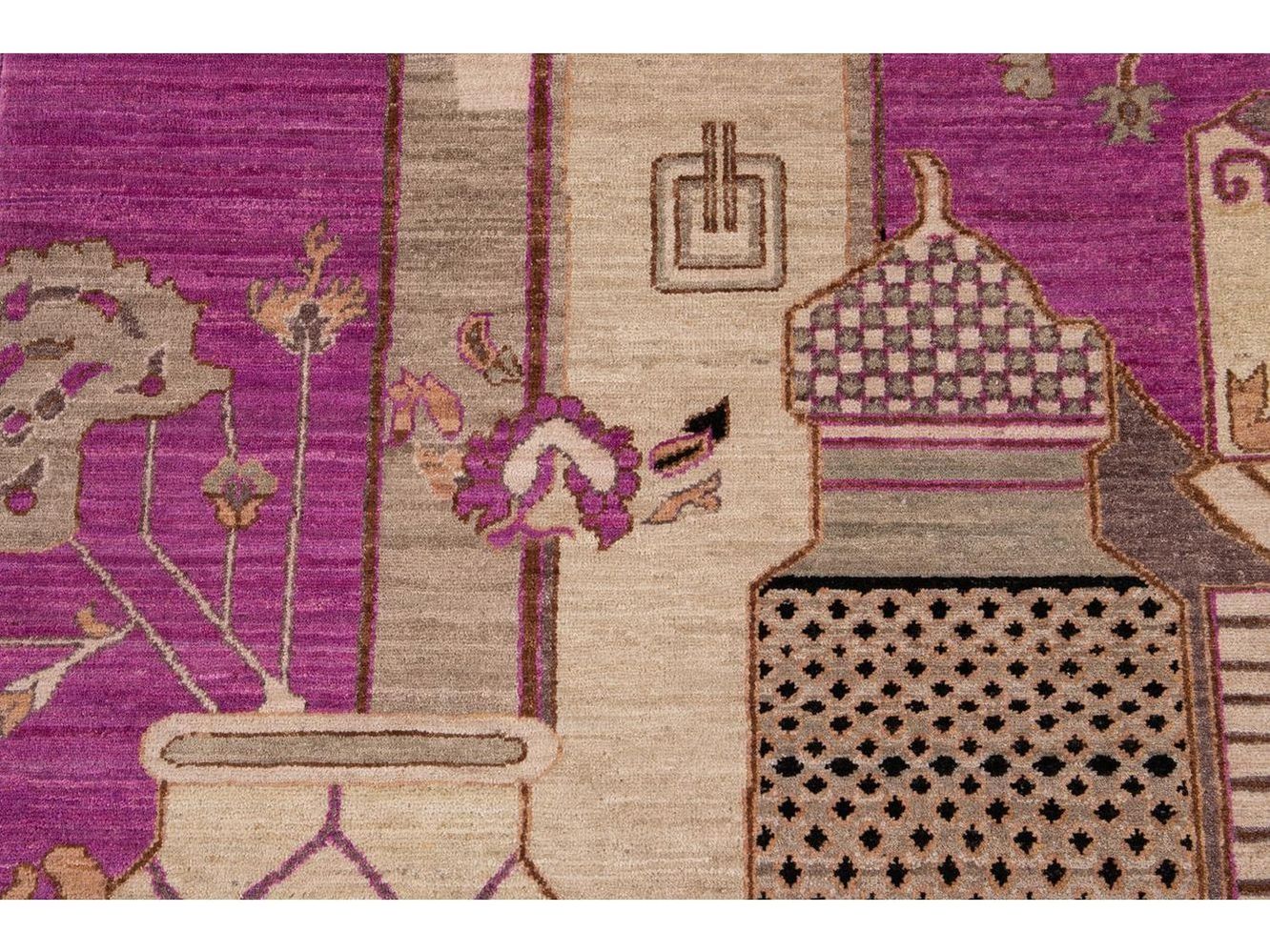 Modern Samarkand Khotan Wool Rug 3 X 6
