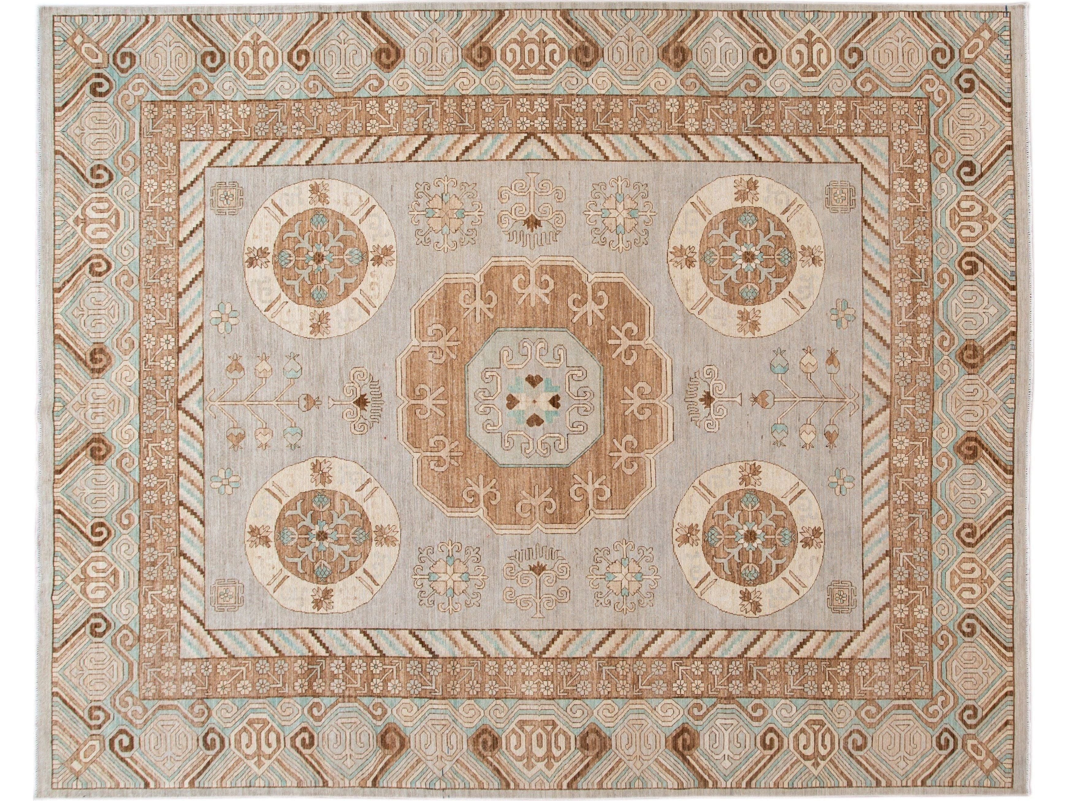 Modern Khotan Style Wool Rug 12 X 15