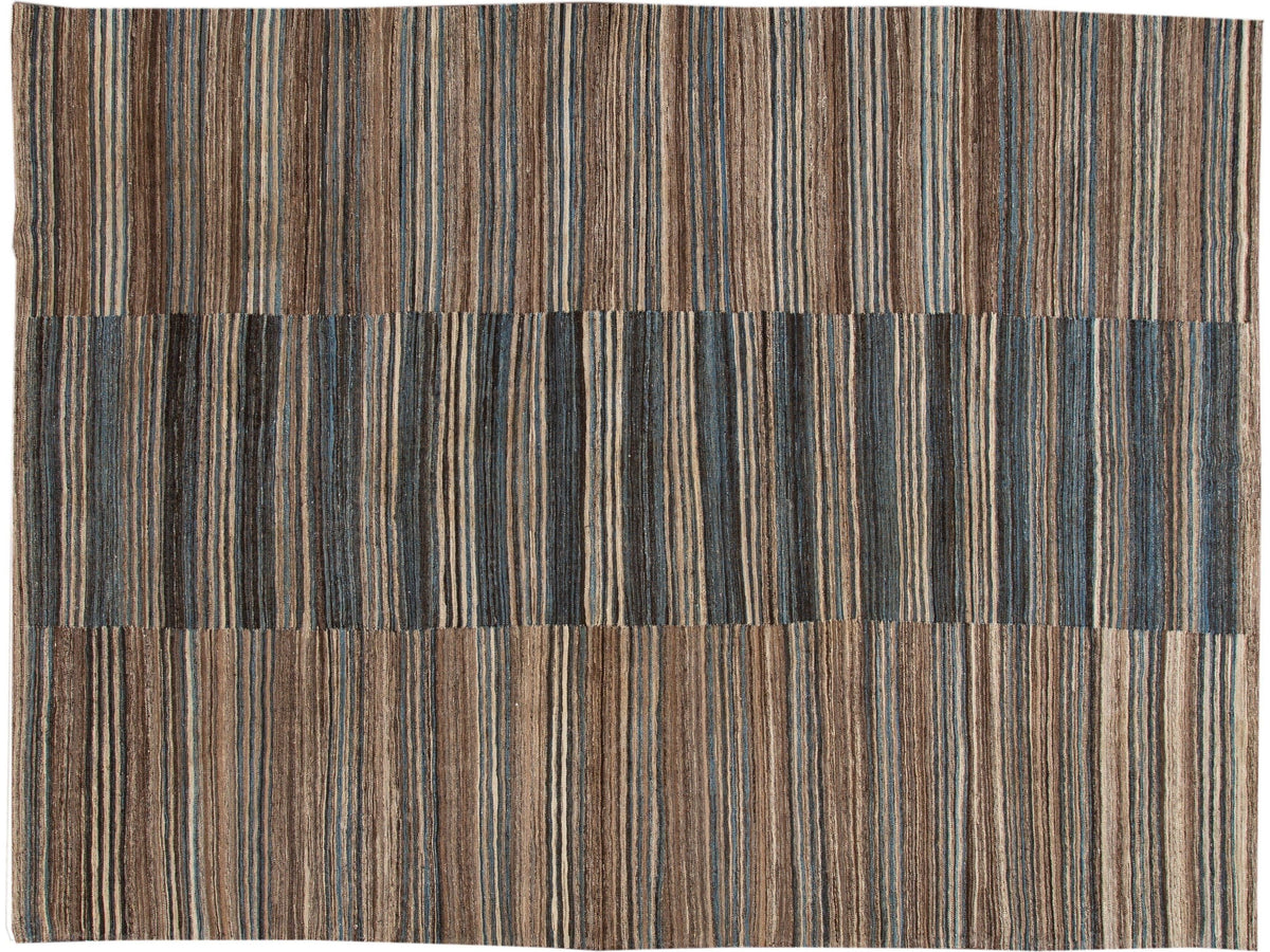 Modern Flat-Weave Wool Rug 10 X 14