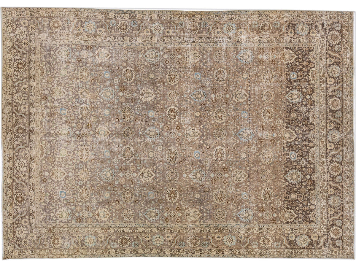 Antique Persian Tabriz Wool Rug 9 X 12