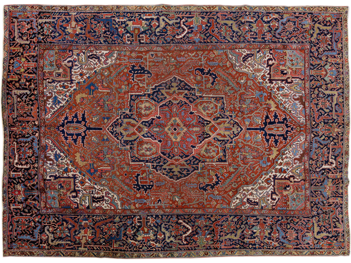 Antique Heriz Wool Rug 8 X 11