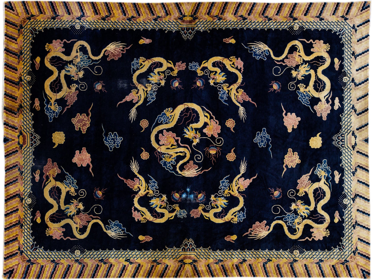 Antique Chinese Peking Wool Rug 10 X 13