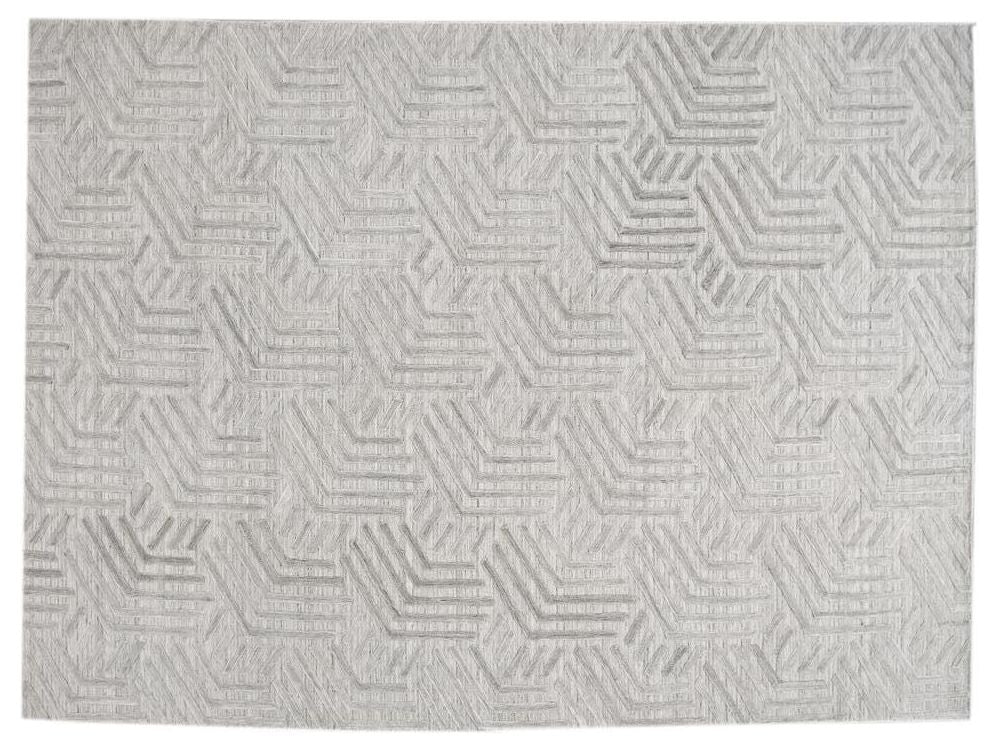 Modern Gray Indian Transitional Flat-Weave Wool Rug  9 X 12