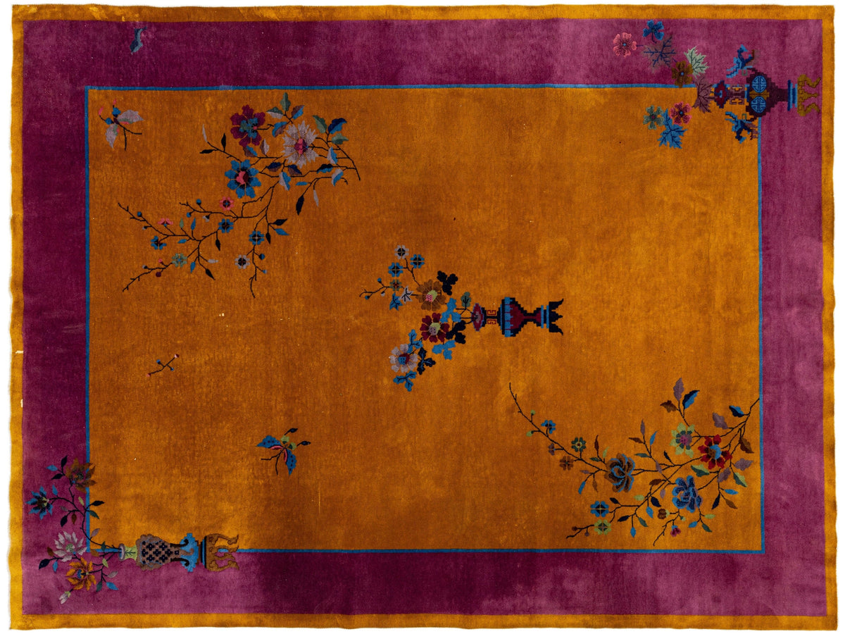 Antique Art Deco Chinese Wool Rug 9 X 11