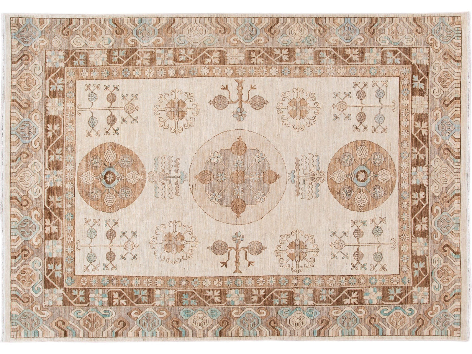 Modern Khotan Style Wool Rug 10 X 14