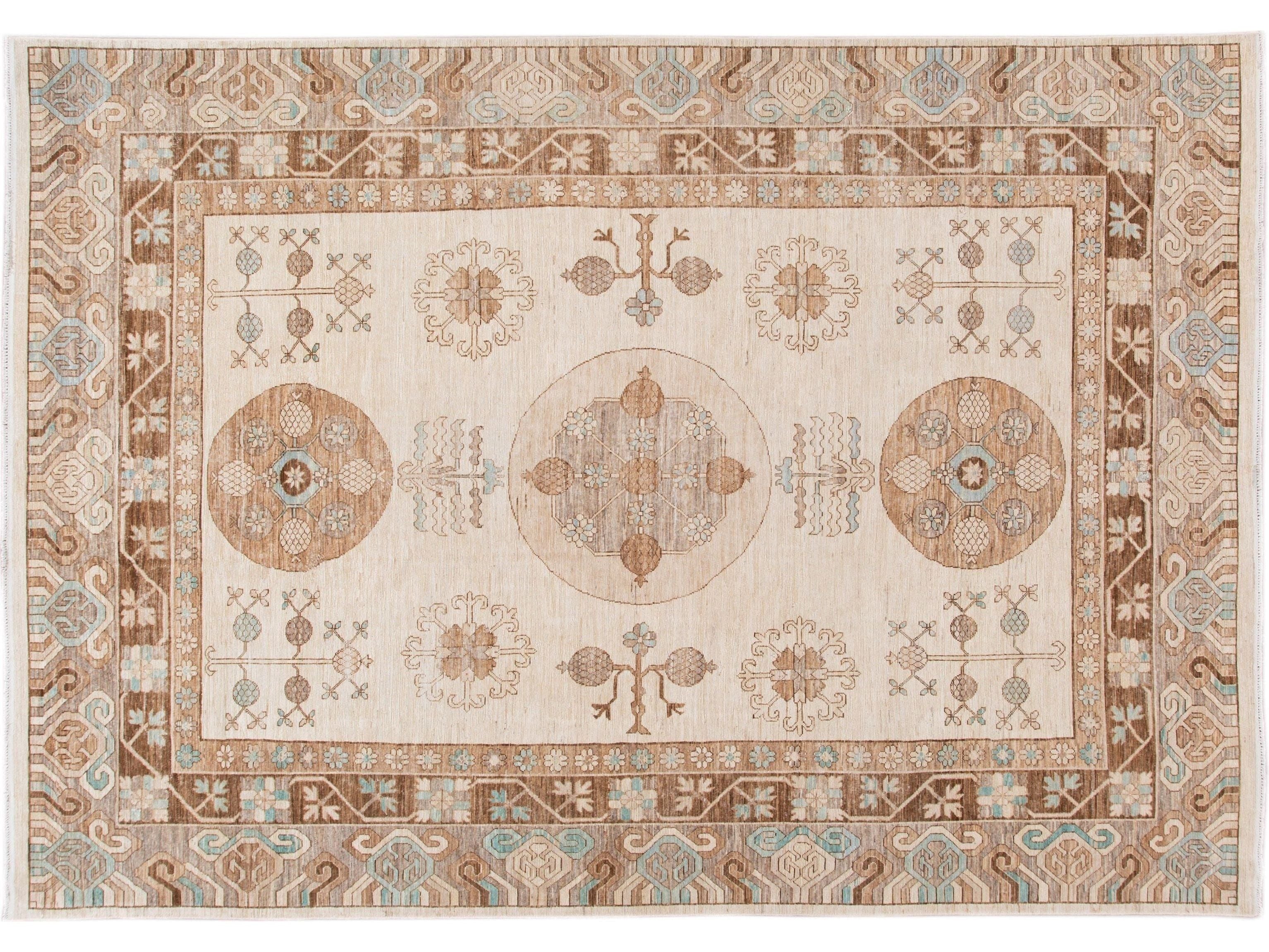 Modern Khotan Style Wool Rug 10 X 14