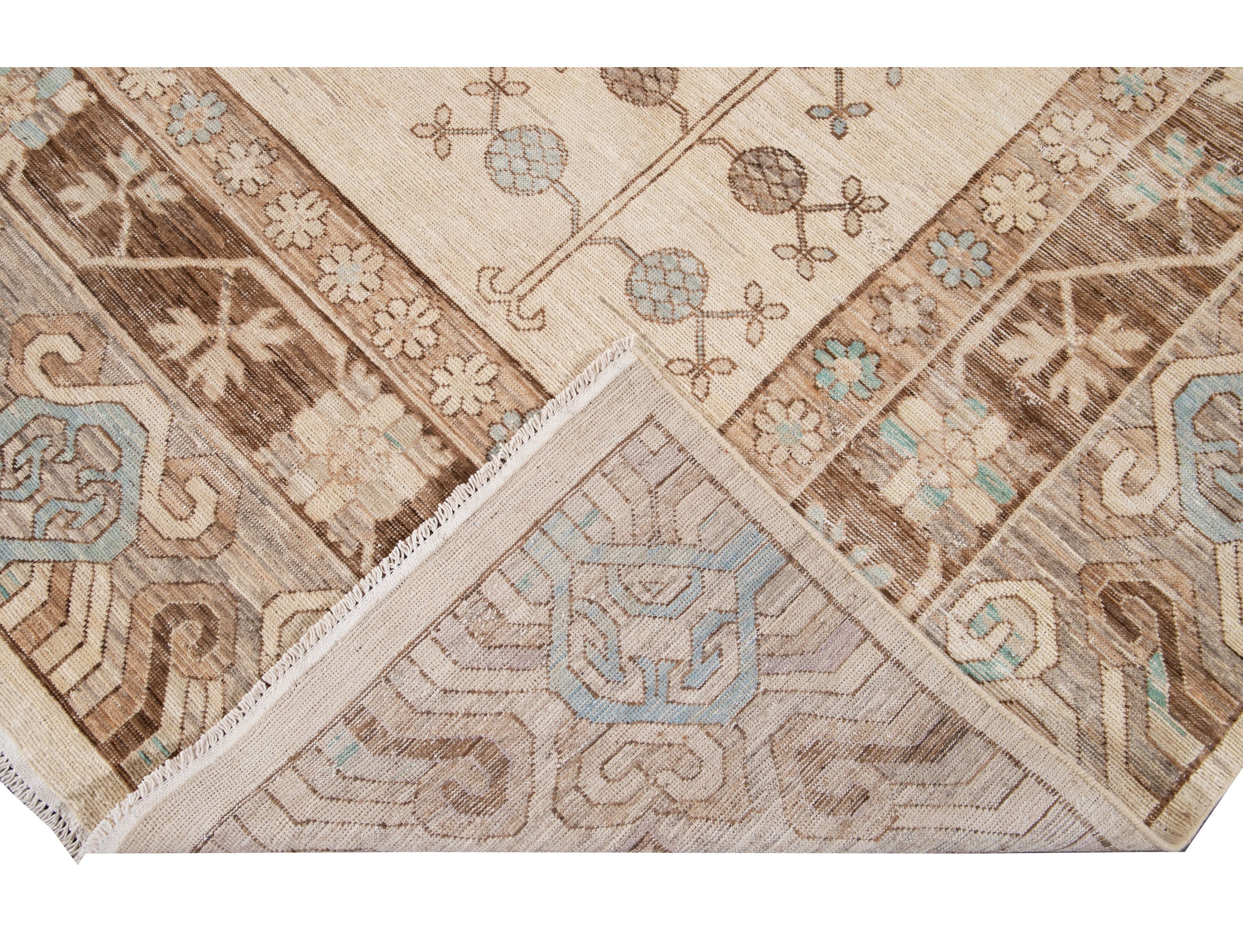Modern Khotan Style Wool Rug 10 X 14