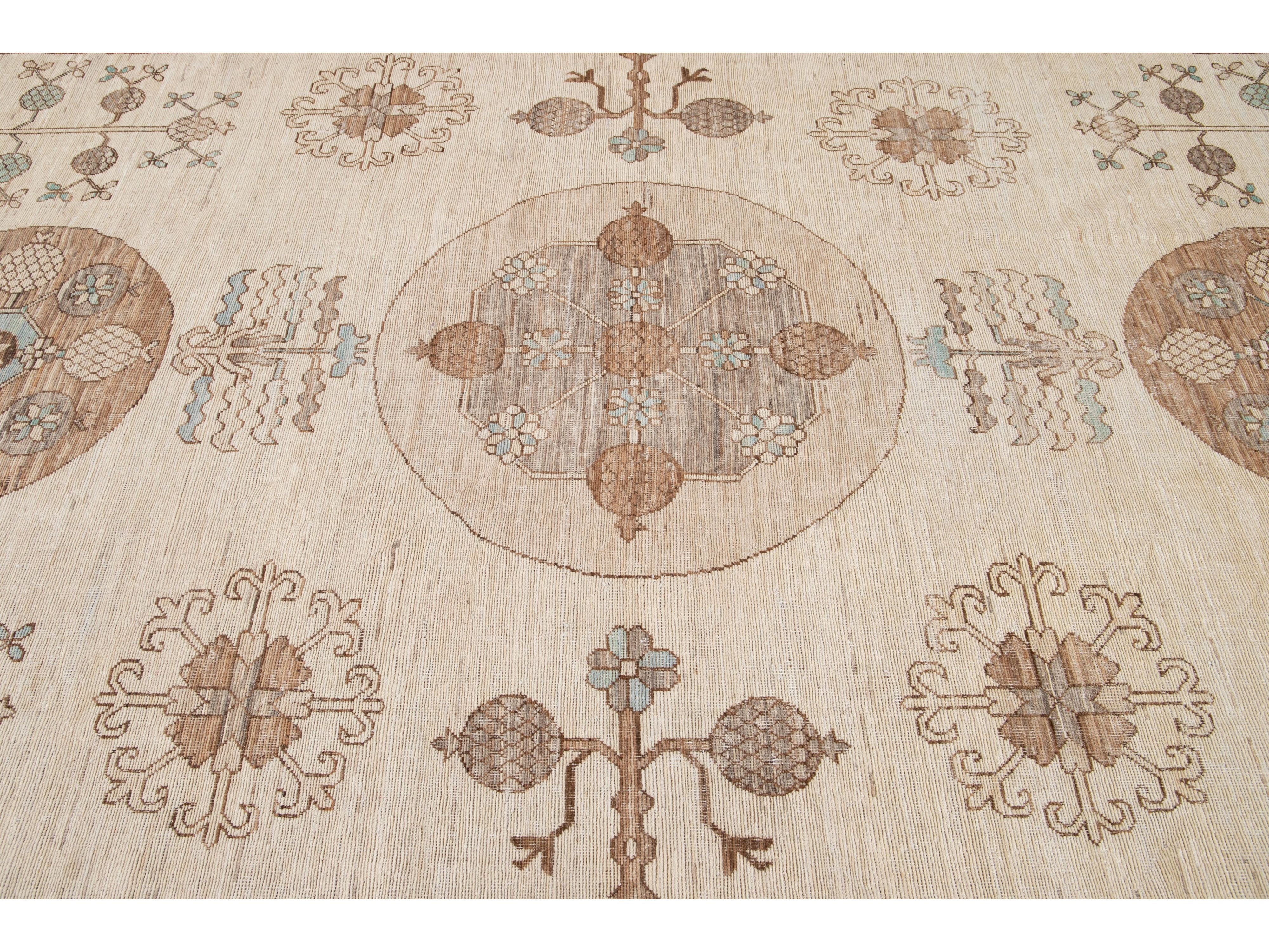 Modern Khotan Style Wool Rug 10 X 14