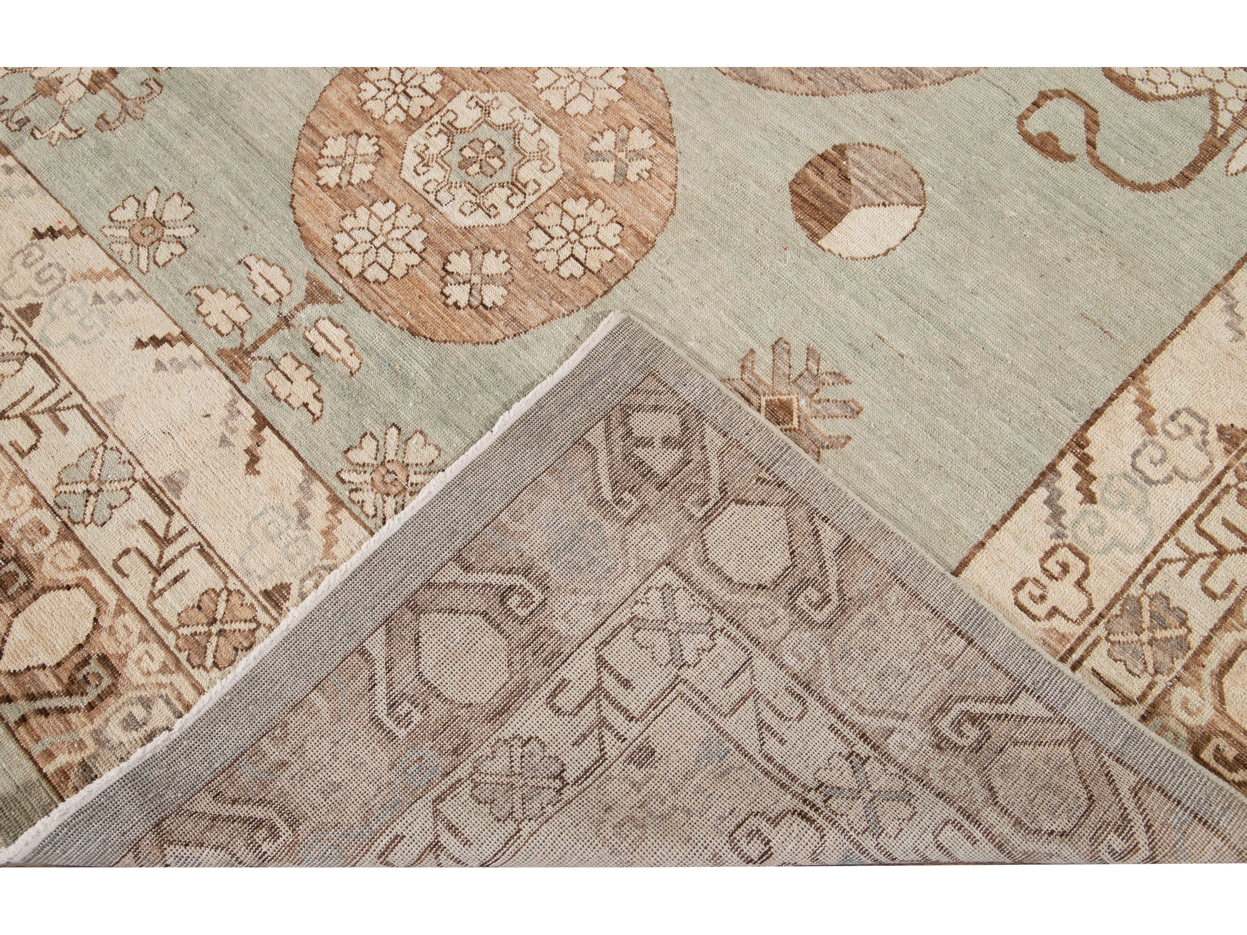 Modern Khotan Style Wool Rug 8 X 14