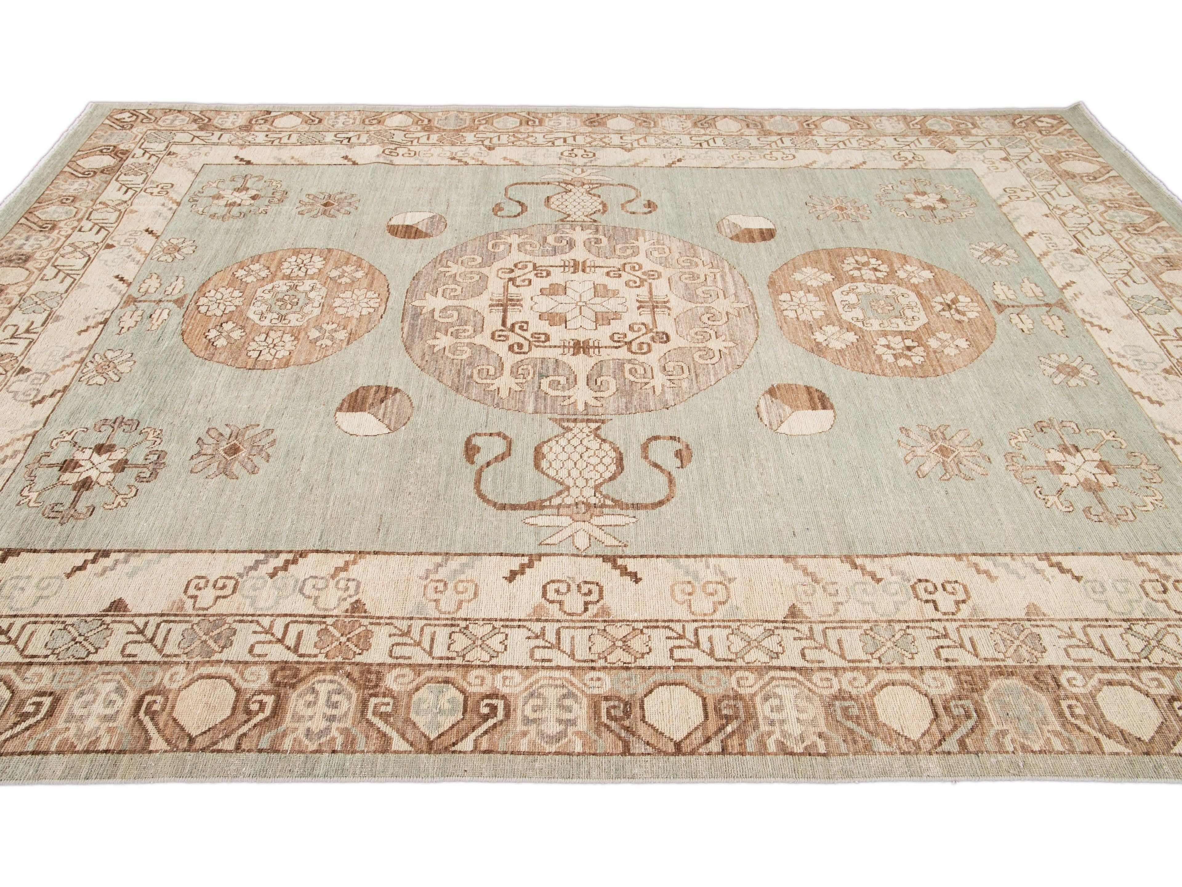 Modern Khotan Style Wool Rug 8 X 14