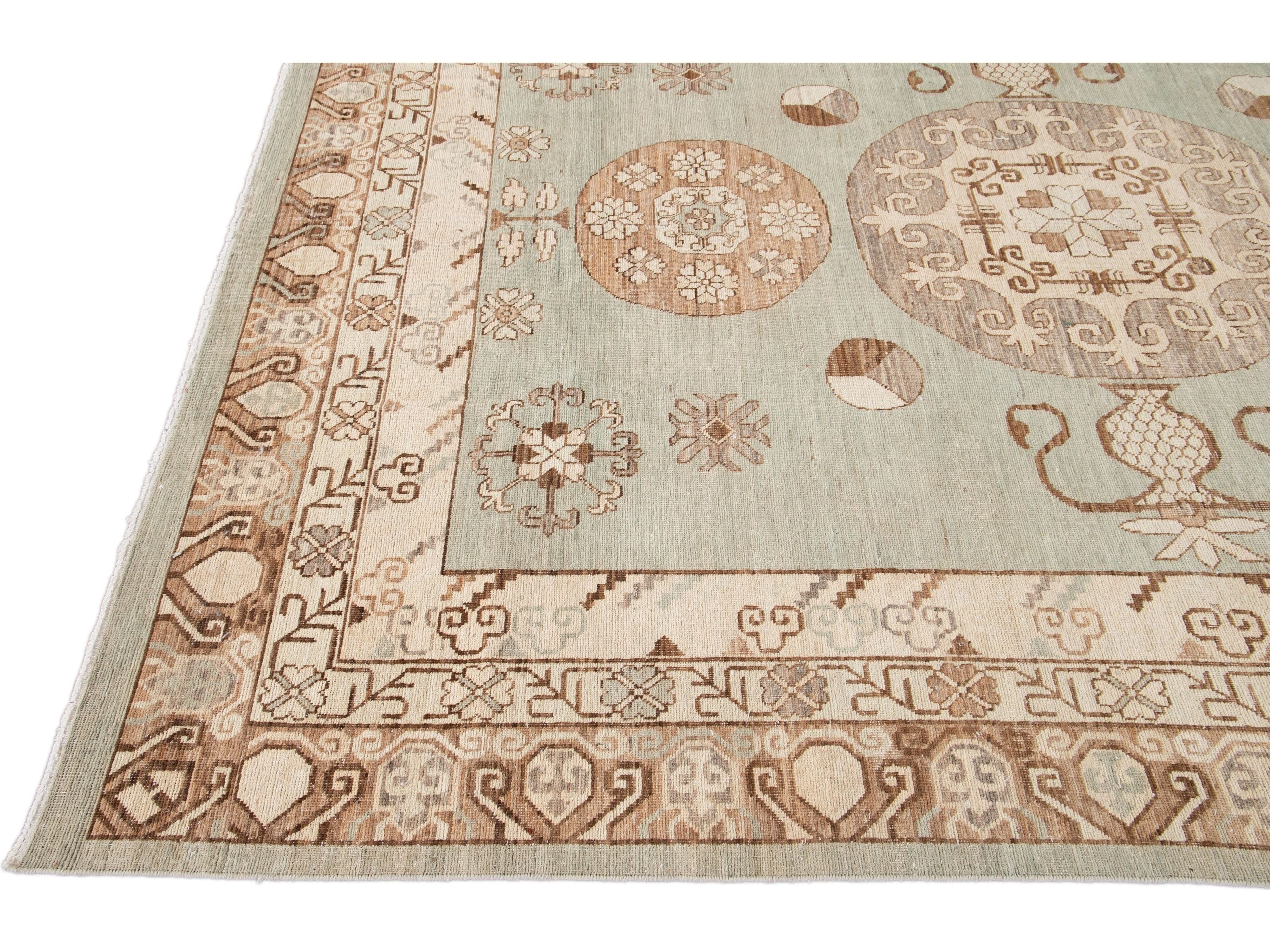 Modern Khotan Style Wool Rug 8 X 14