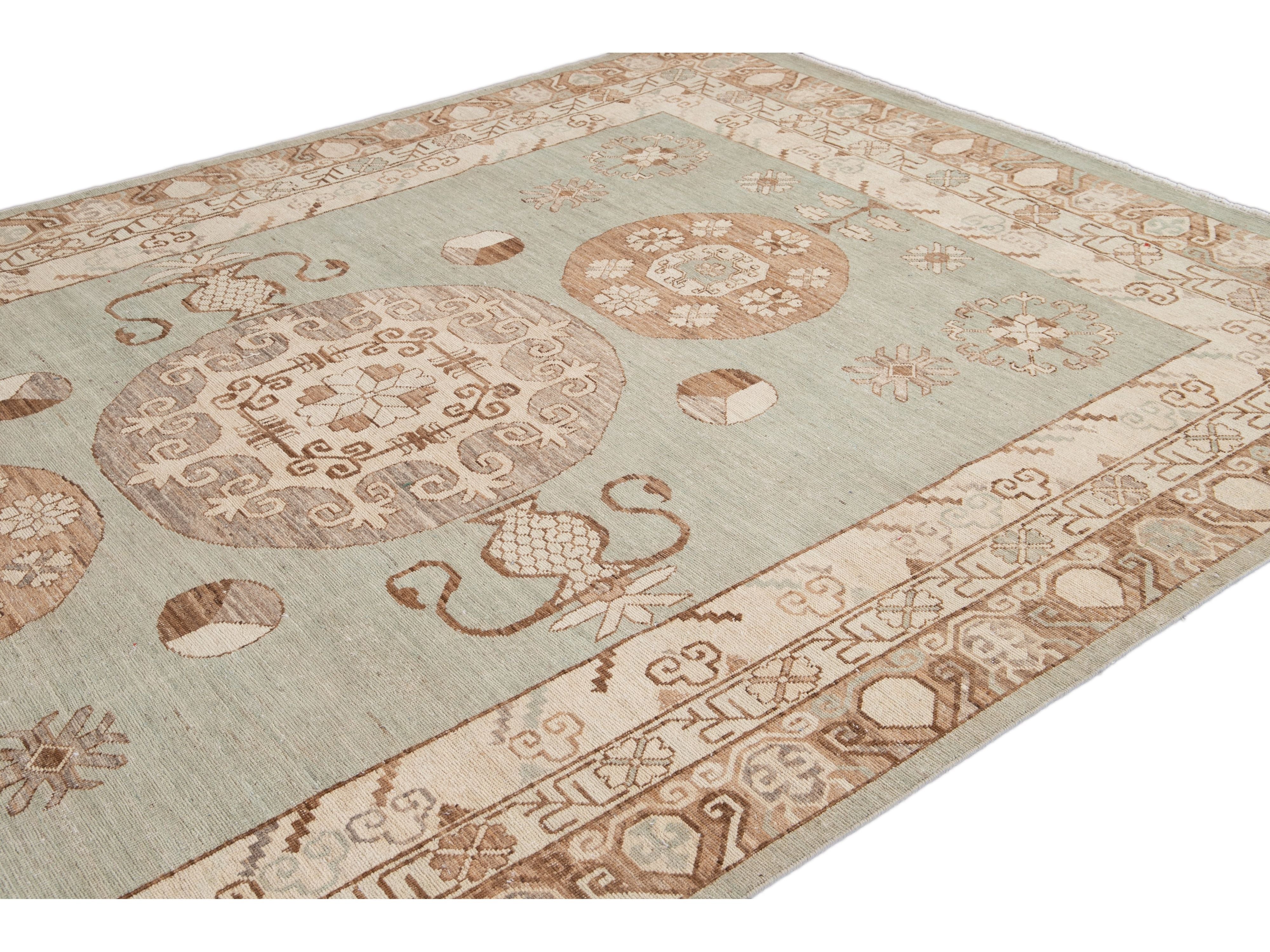 Modern Khotan Style Wool Rug 8 X 14