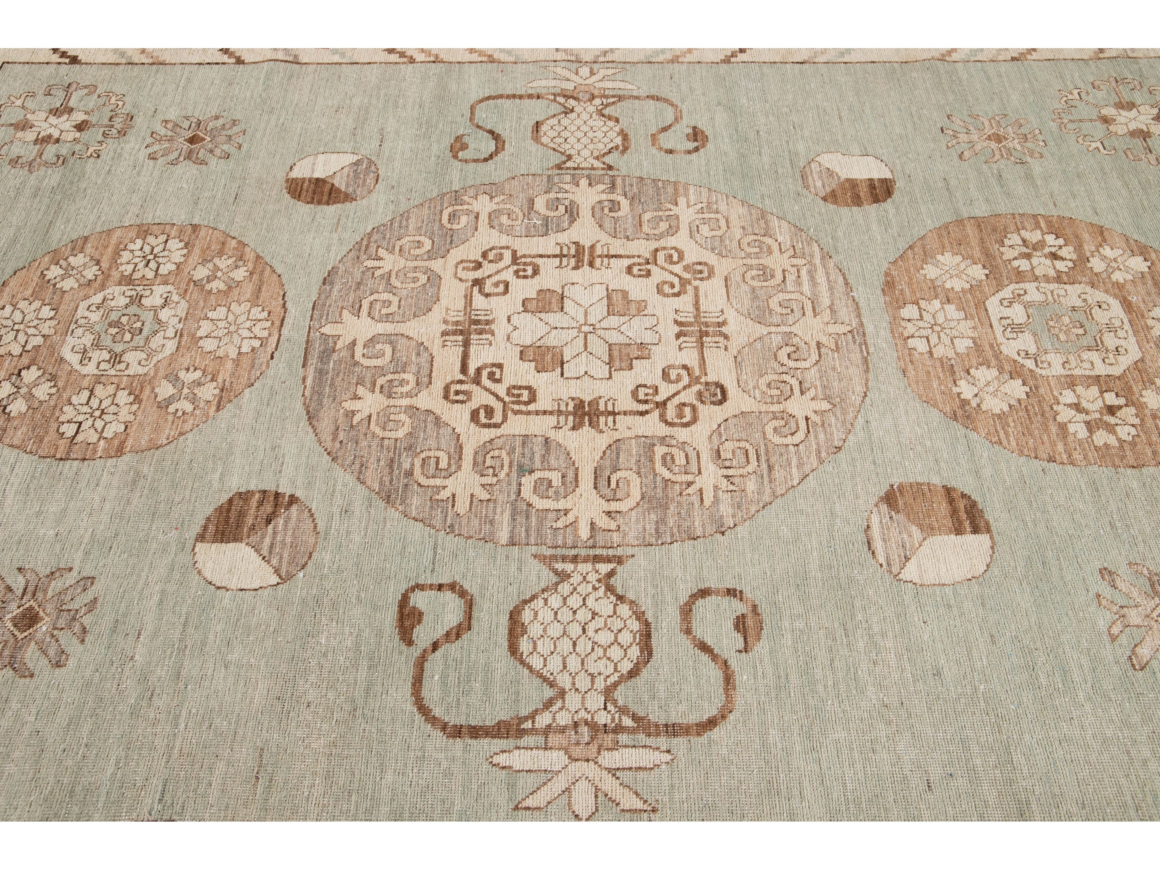 Modern Khotan Style Wool Rug 8 X 14