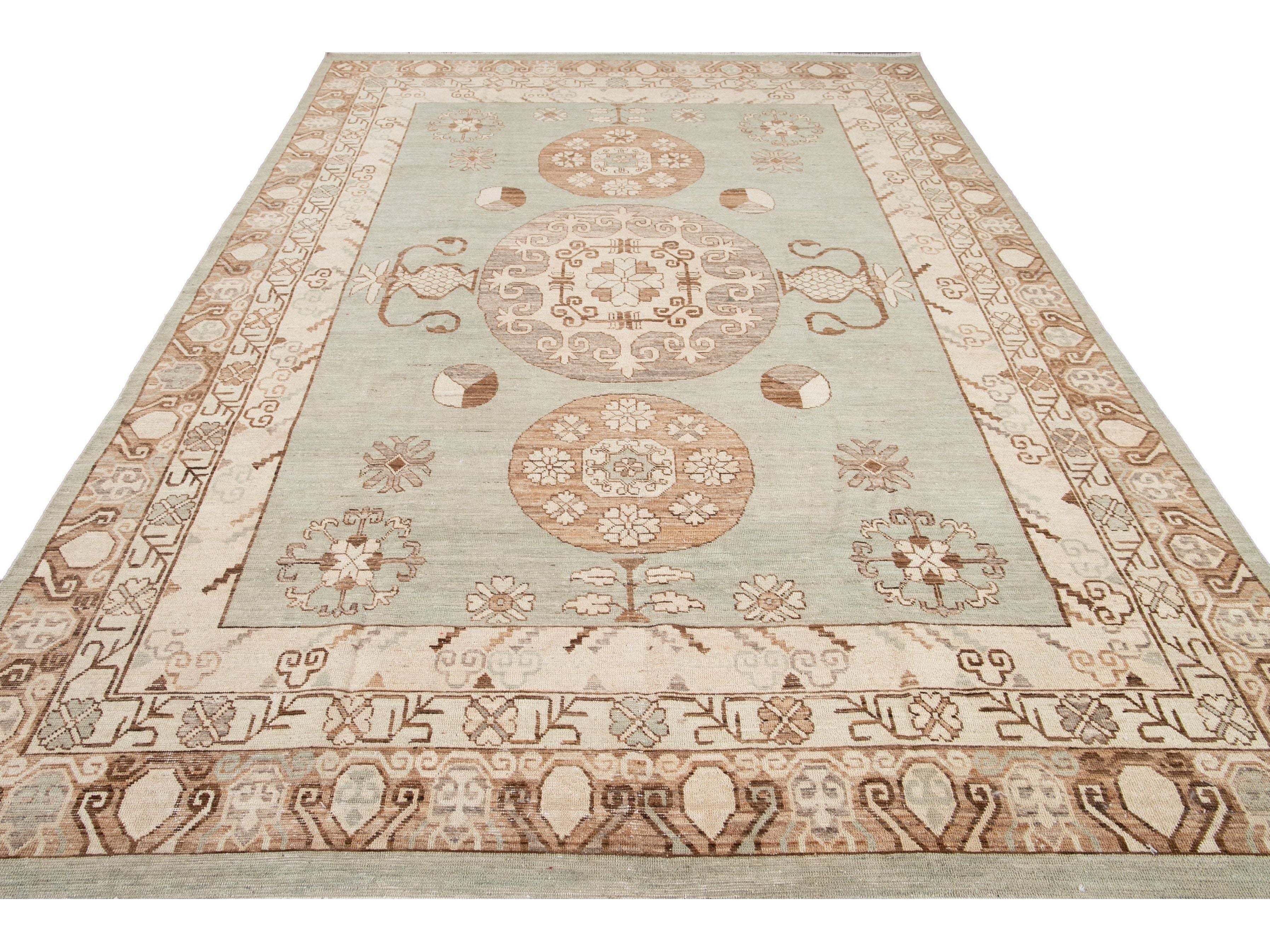 Modern Khotan Style Wool Rug 8 X 14