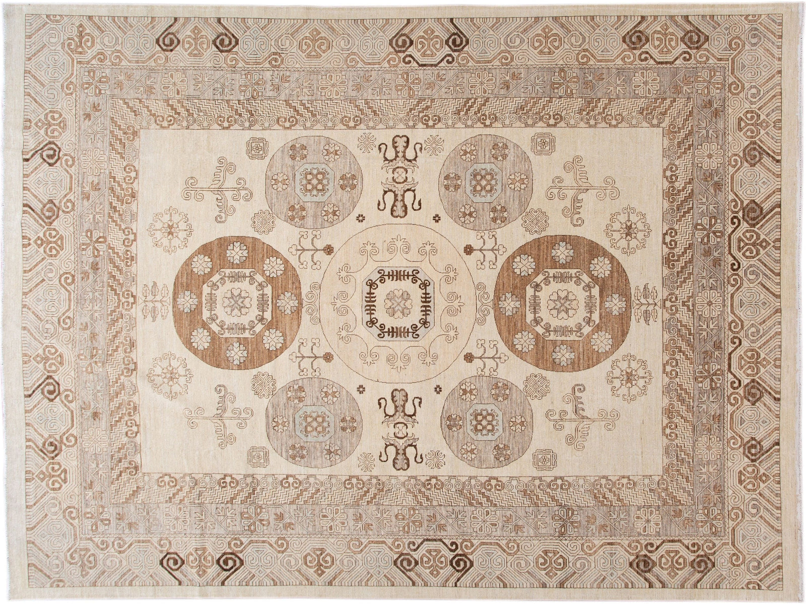Modern Khotan Style Wool Rug 13 X 17