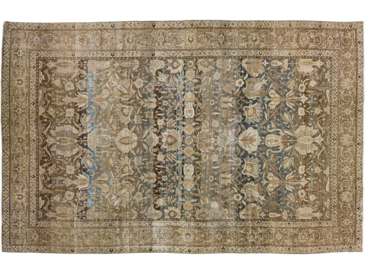 Antique Heriz Wool Rug 11 X 18