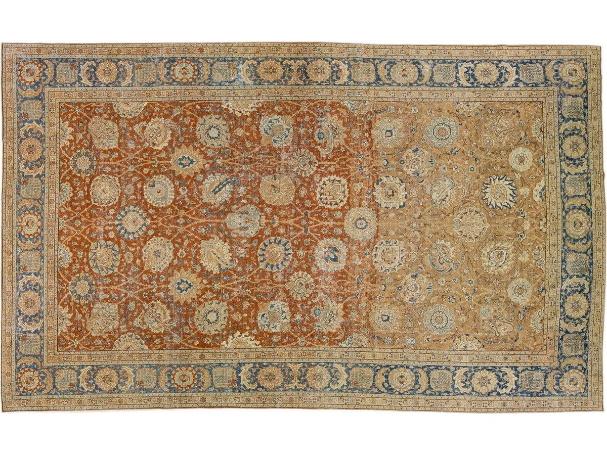 Antique Tabriz Wool Rug 11 X 17