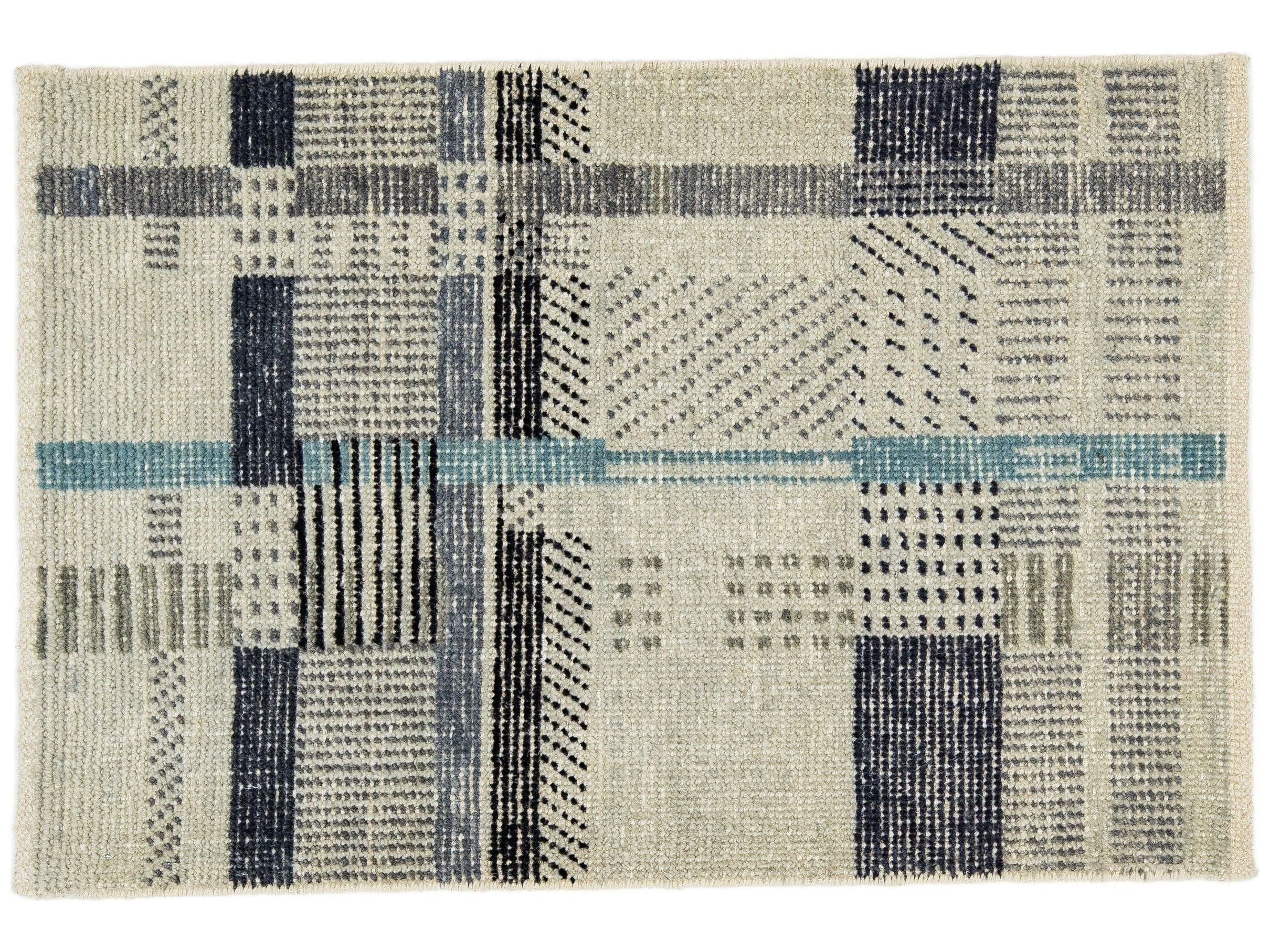 Modern Plaid Structured Custom Wool Rug