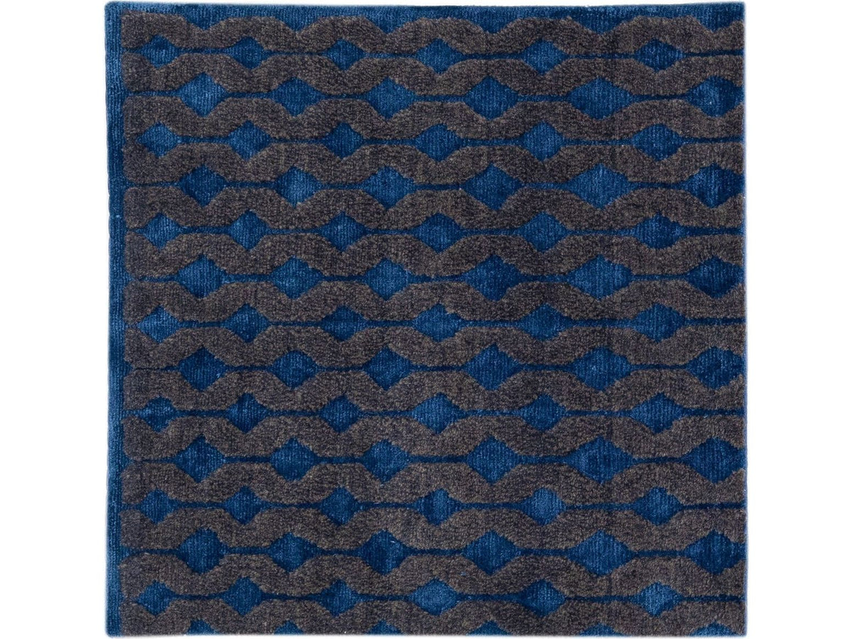 Modern Tibetan Wool and Silk Custom Rug