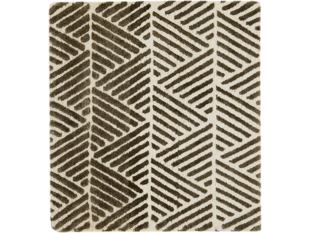 Modern Tibetan Wool and Silk Custom Rug