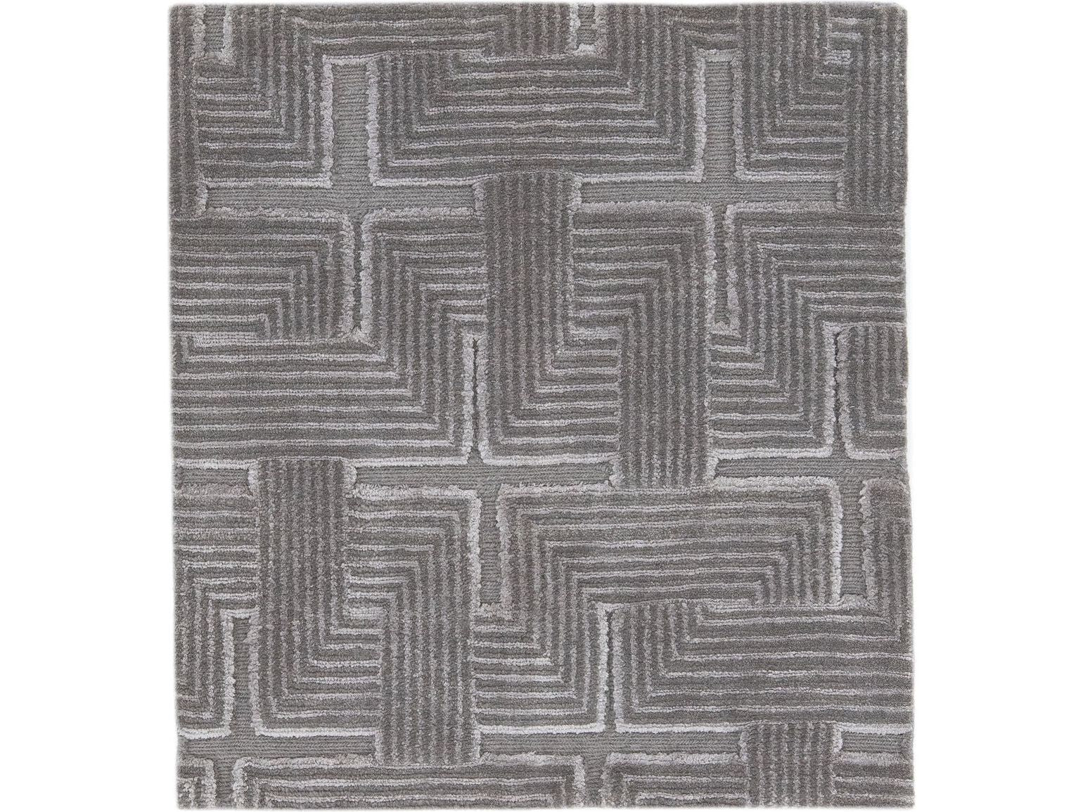 Modern Geometric and Textured Custom Wool Rug