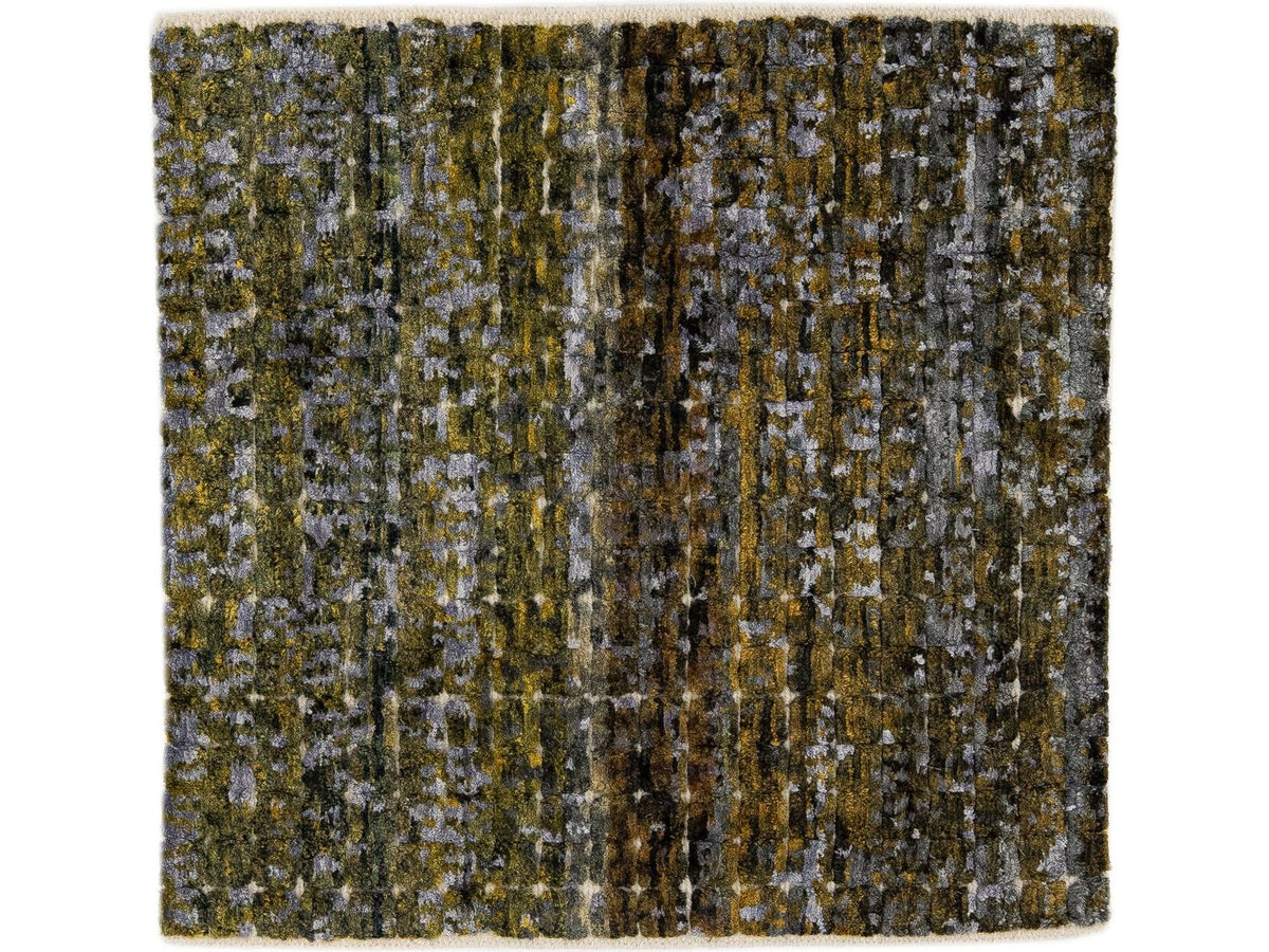 Modern Tibetan Wool and Silk Custom Rug