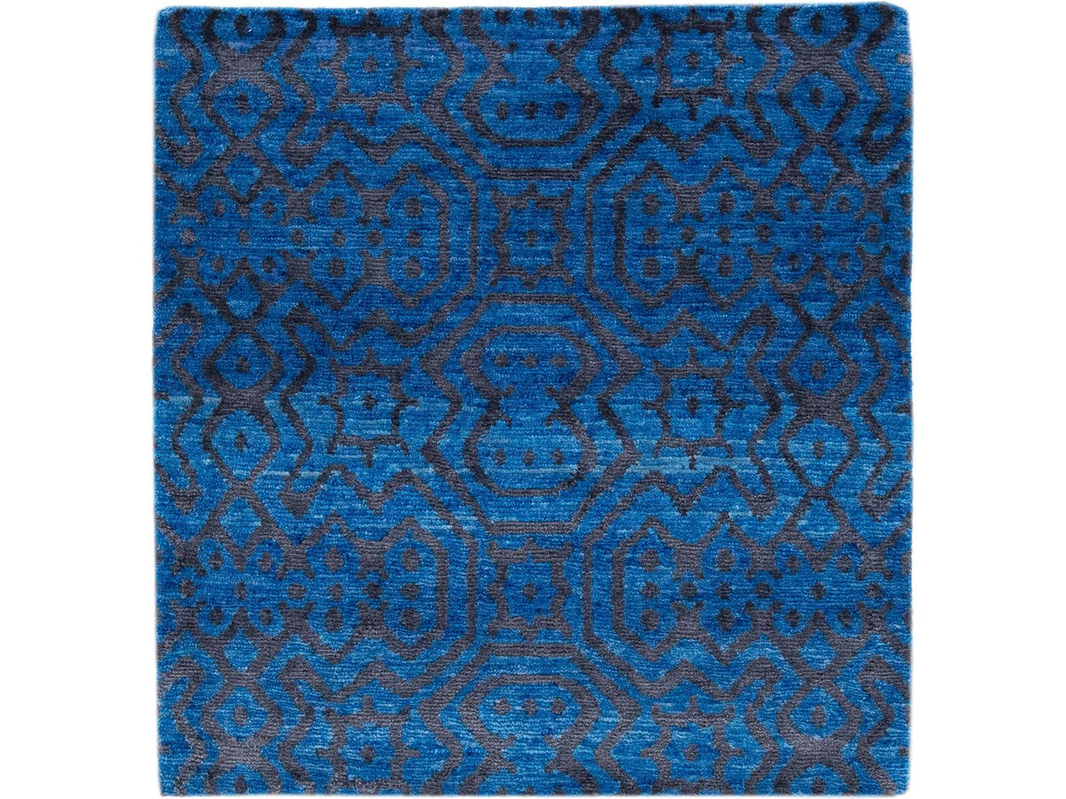 Modern Tibetan Wool and Silk Custom Rug