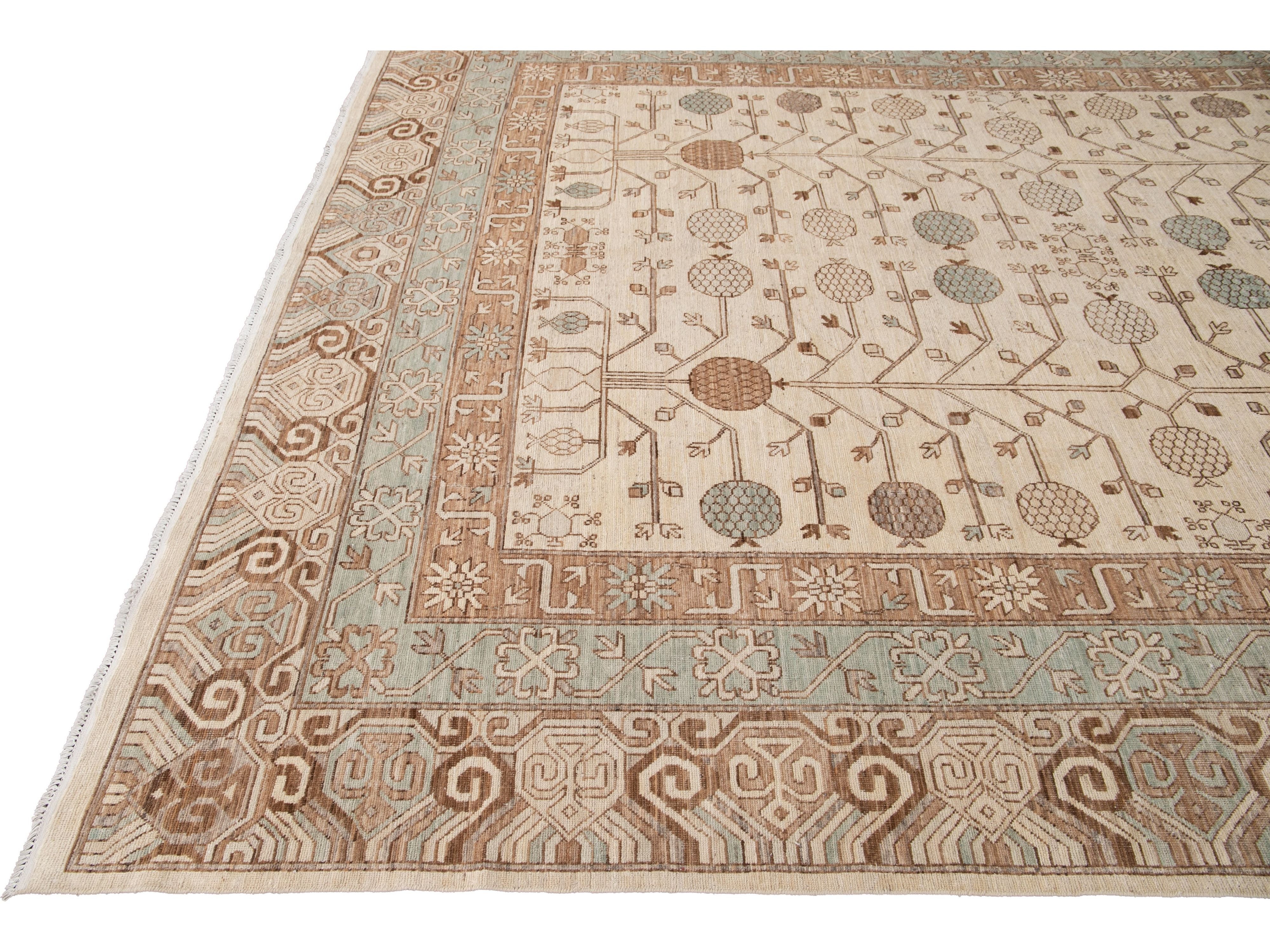 Modern Khotan Style Wool Rug 10 X 13