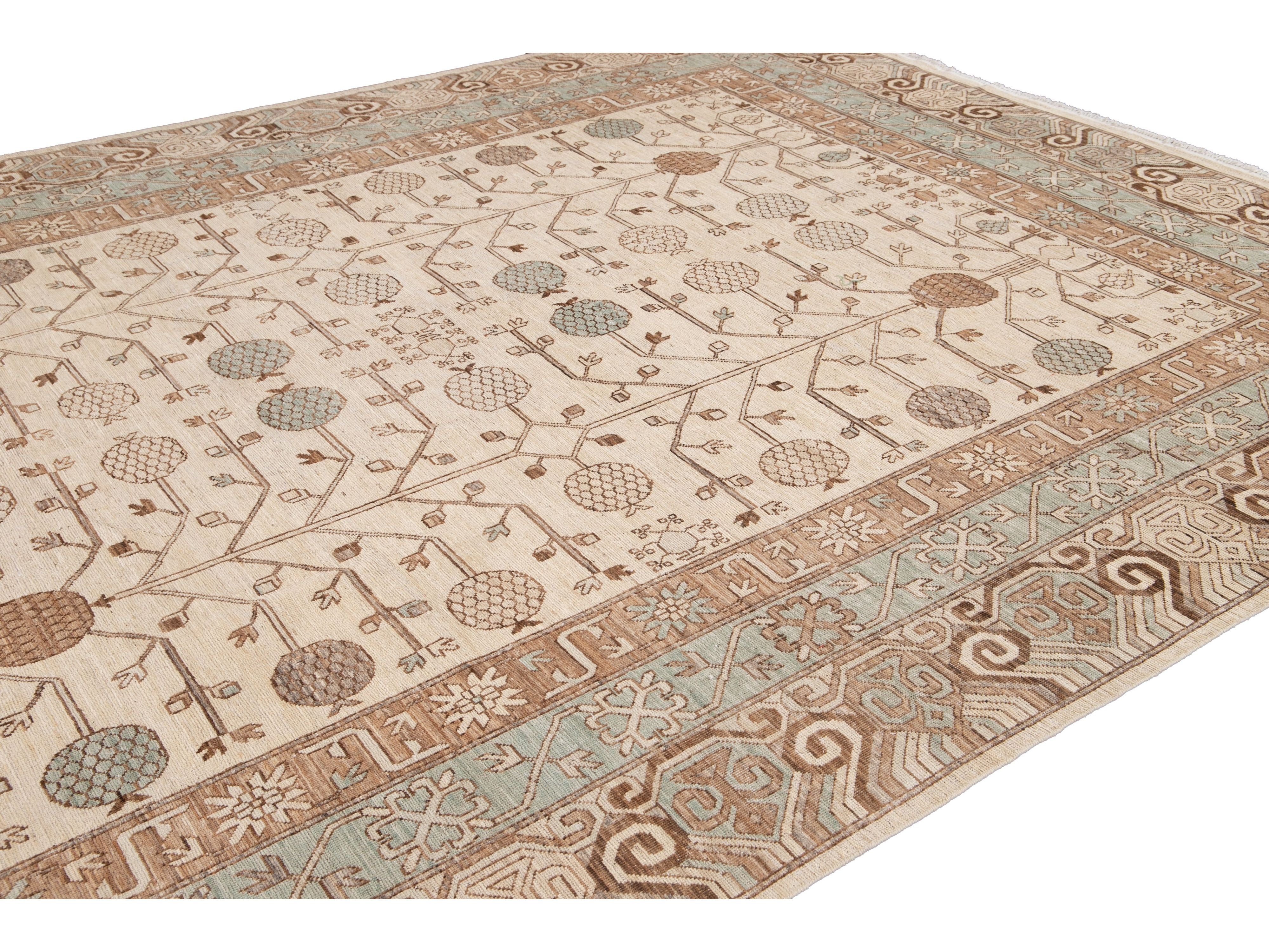 Modern Khotan Style Wool Rug 10 X 13