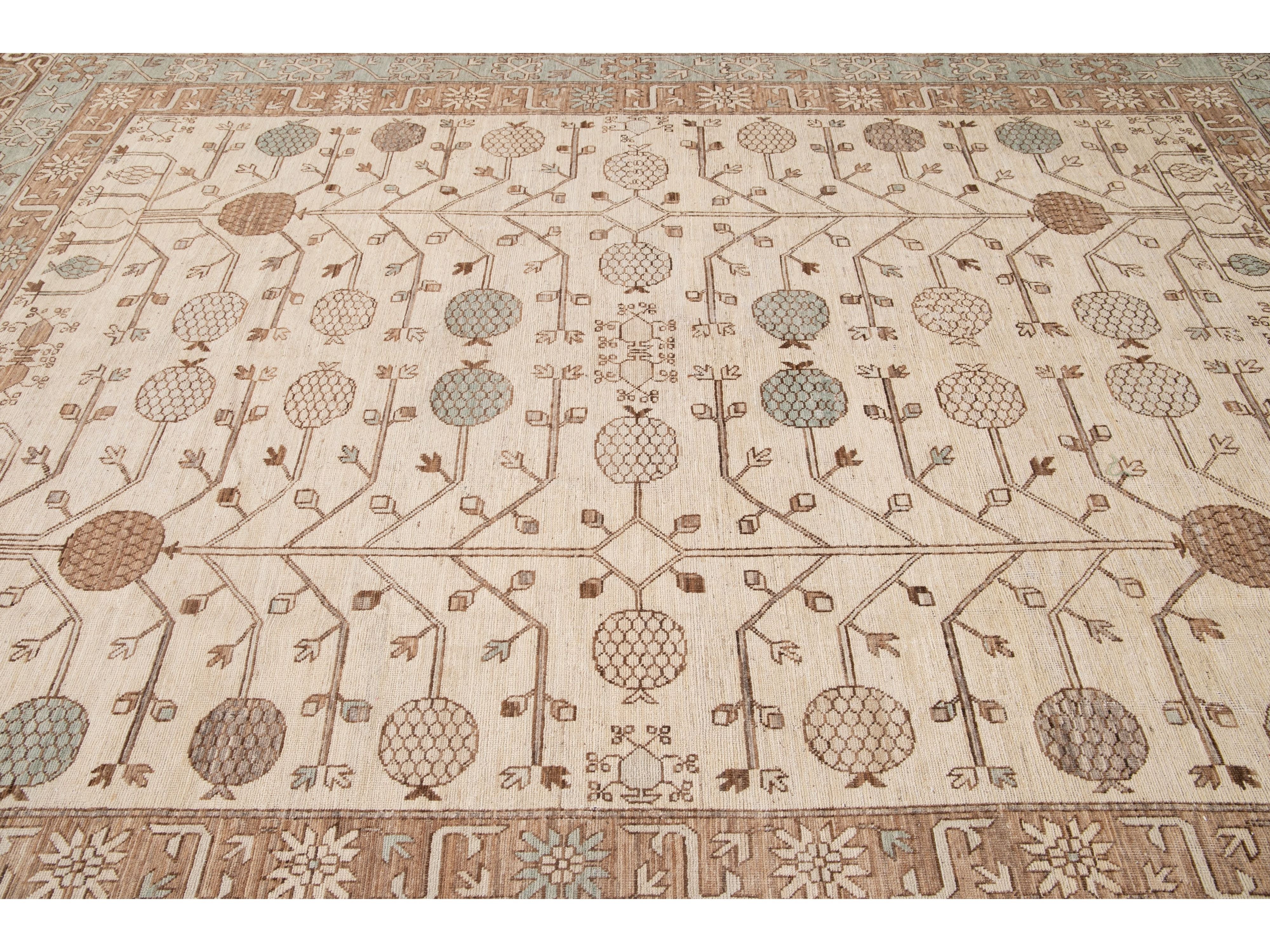 Modern Khotan Style Wool Rug 10 X 13